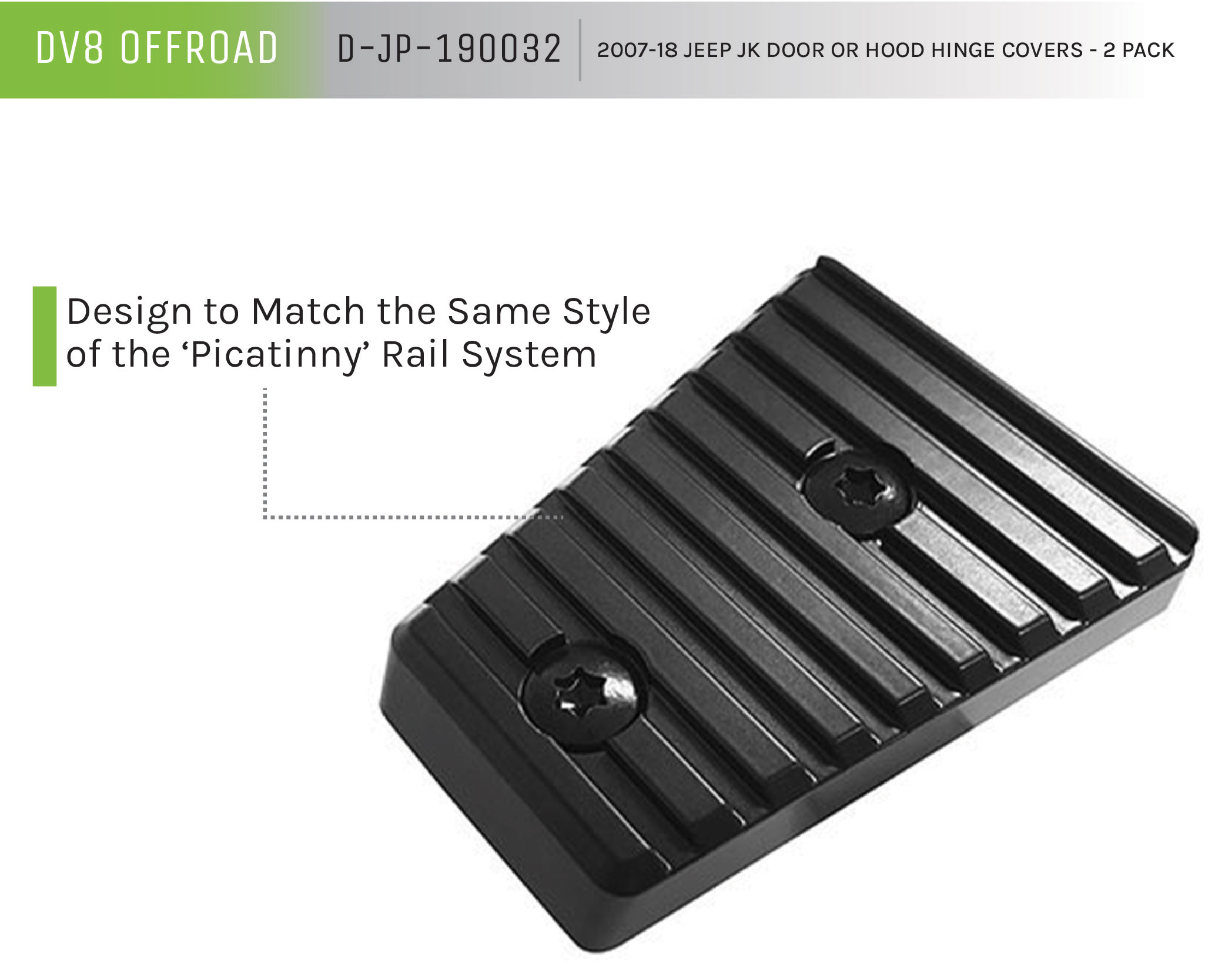 DV8 Offroad Door Or Hood Hinge Covers; 2-Pieces D-JP-190032