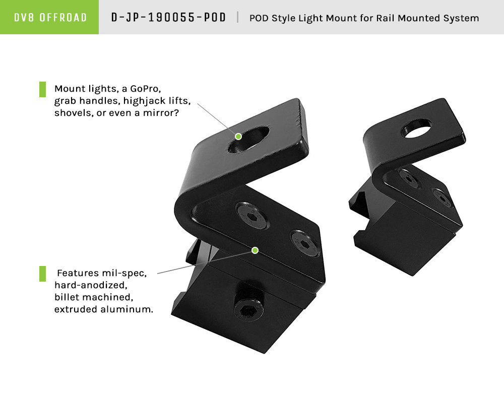 DV8 Offroad Pod Light Mount Bracket for Picatinny Rail System D-JP-190055-POD