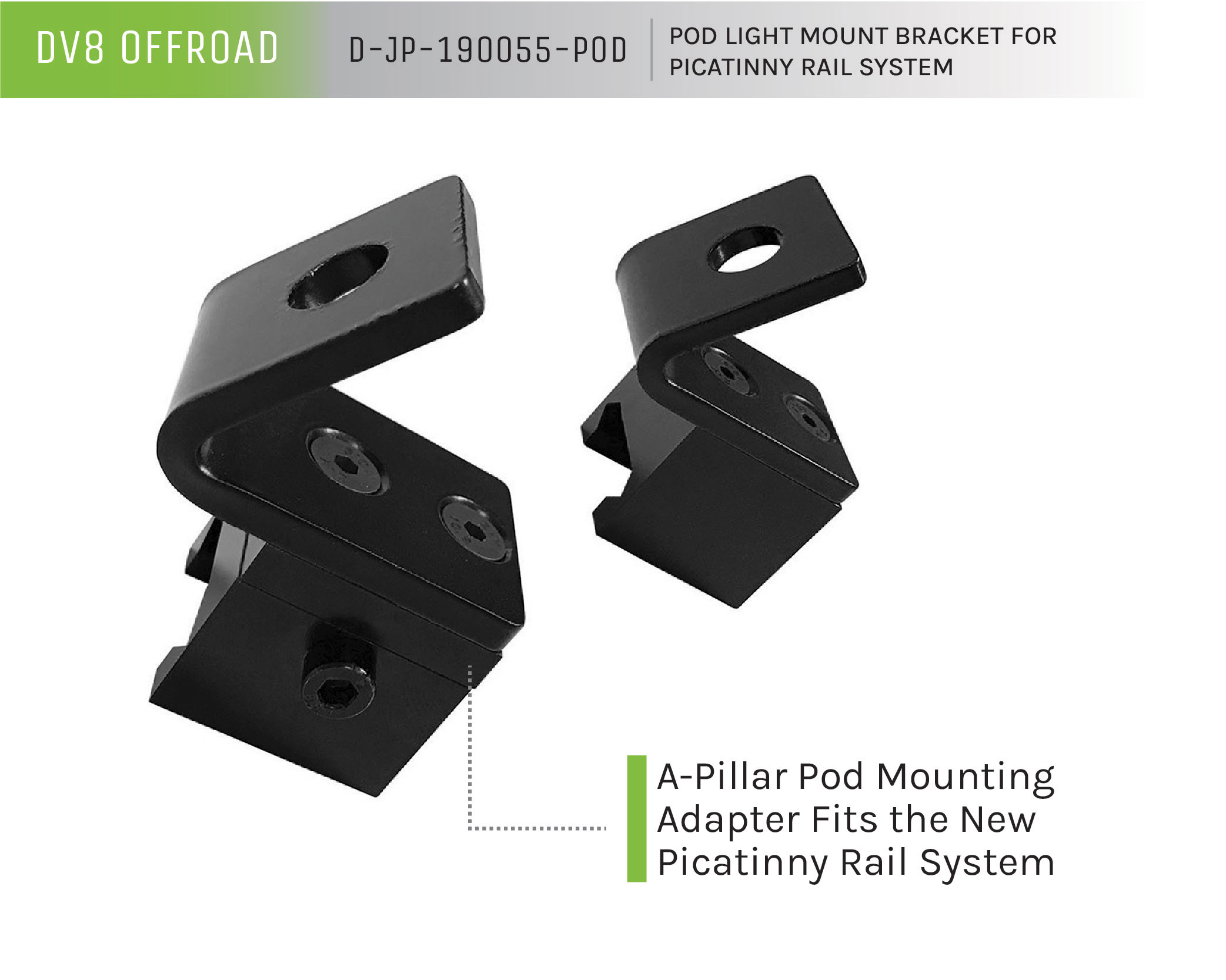 DV8 Offroad Pod Light Mount Bracket for Picatinny Rail System D-JP-190055-POD