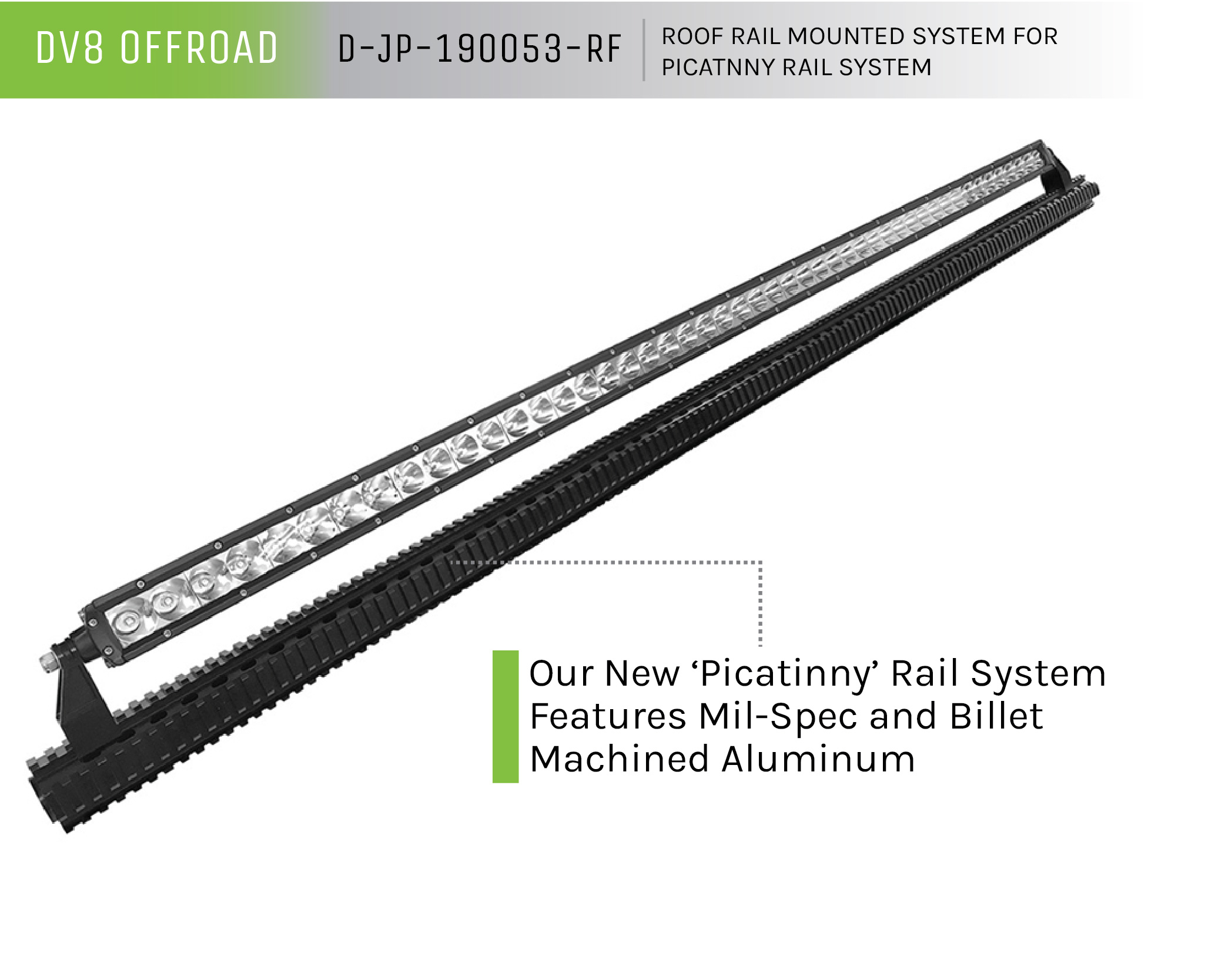 DV8 Offroad Picatinny Roof Rail Mounted System D-JP-190053-RF