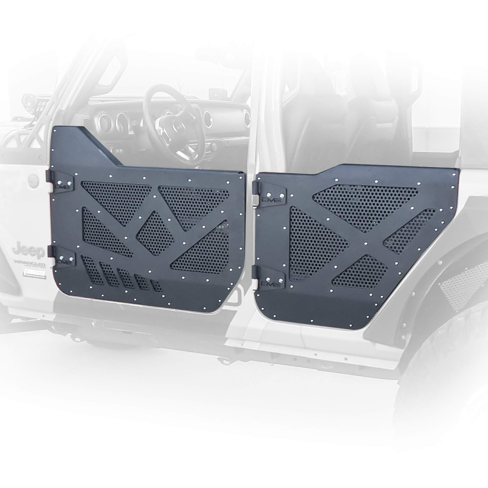 DV8 Offroad Half Door with Aluminum Mesh; Rear HDJL-01R