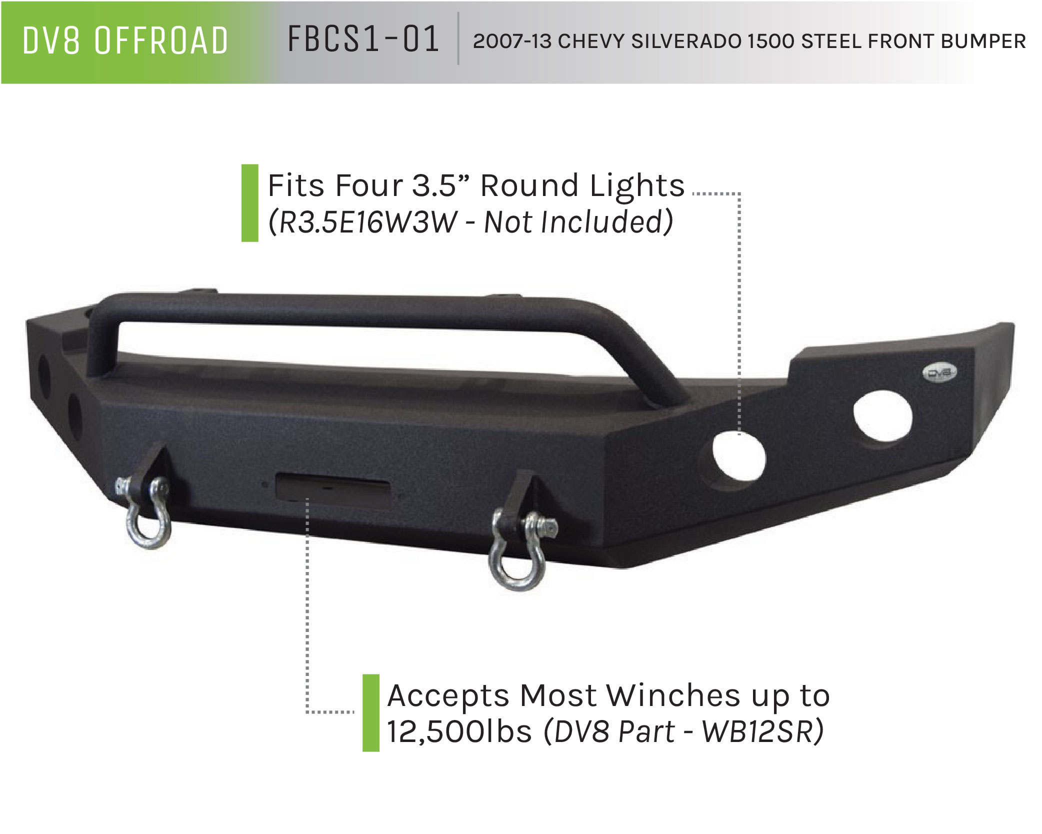 DV8 Offroad Truck Front Full Size Bumper FBCS1-01