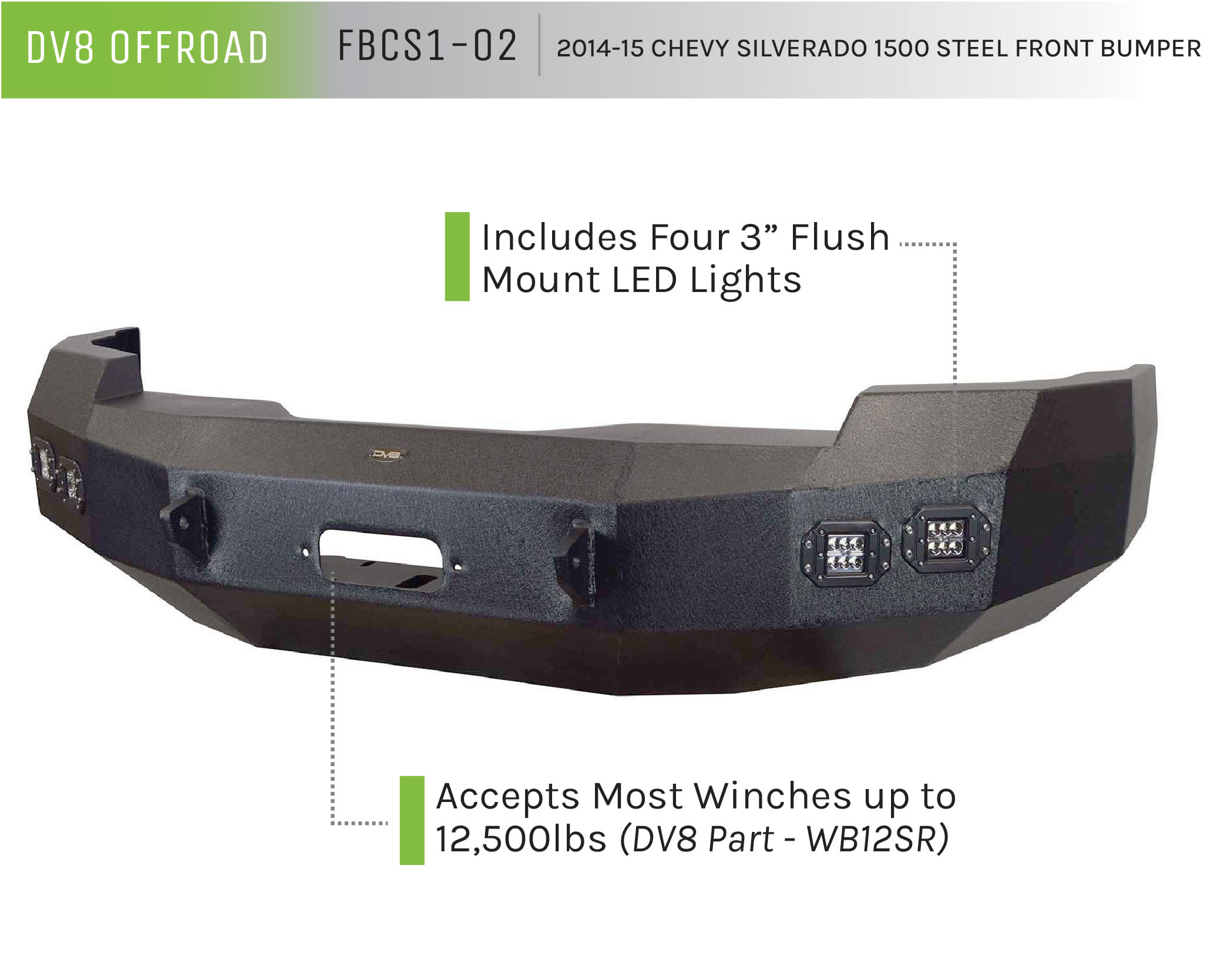 DV8 Offroad Truck Front Full Size Bumper FBCS1-02