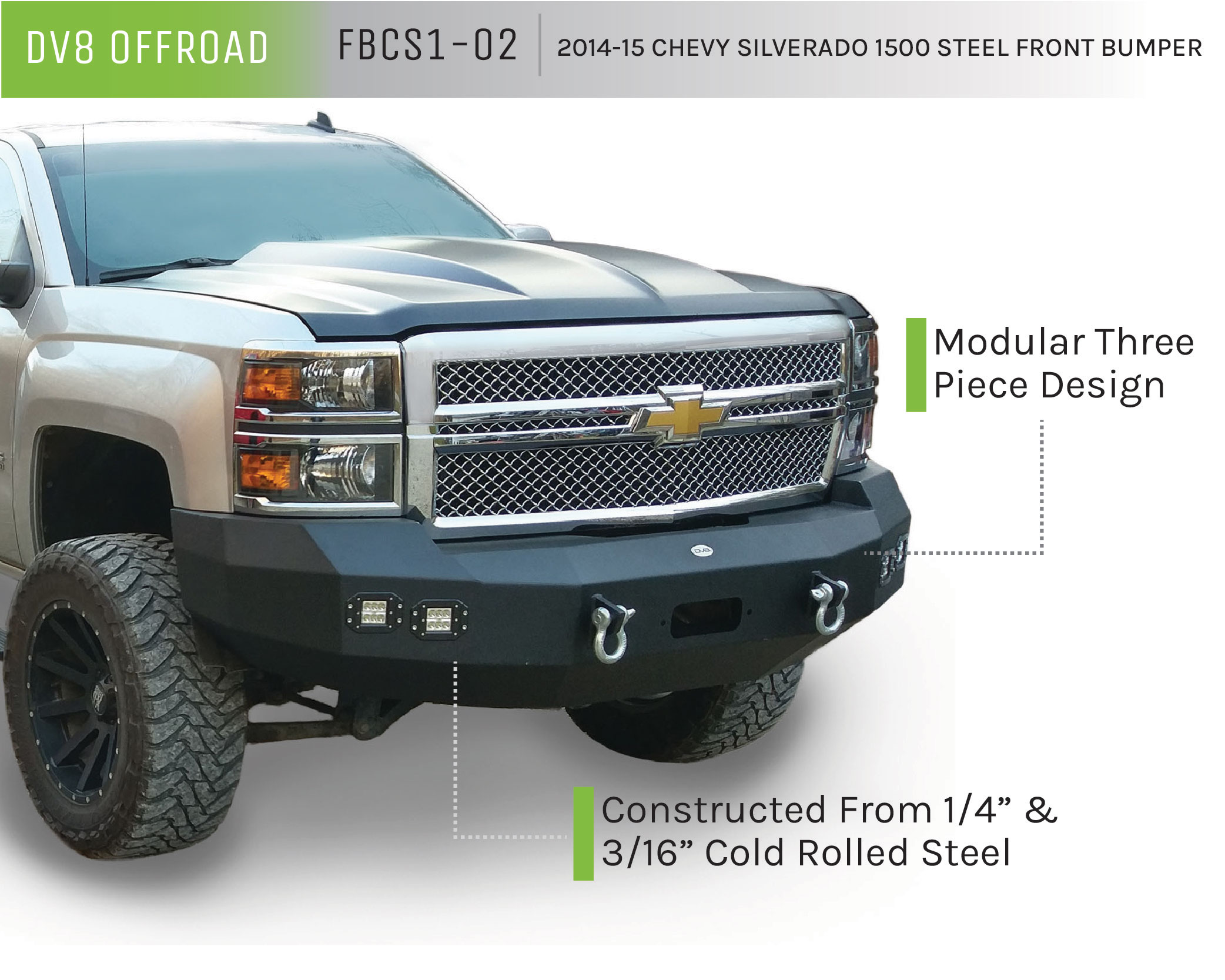 DV8 Offroad Truck Front Full Size Bumper FBCS1-02