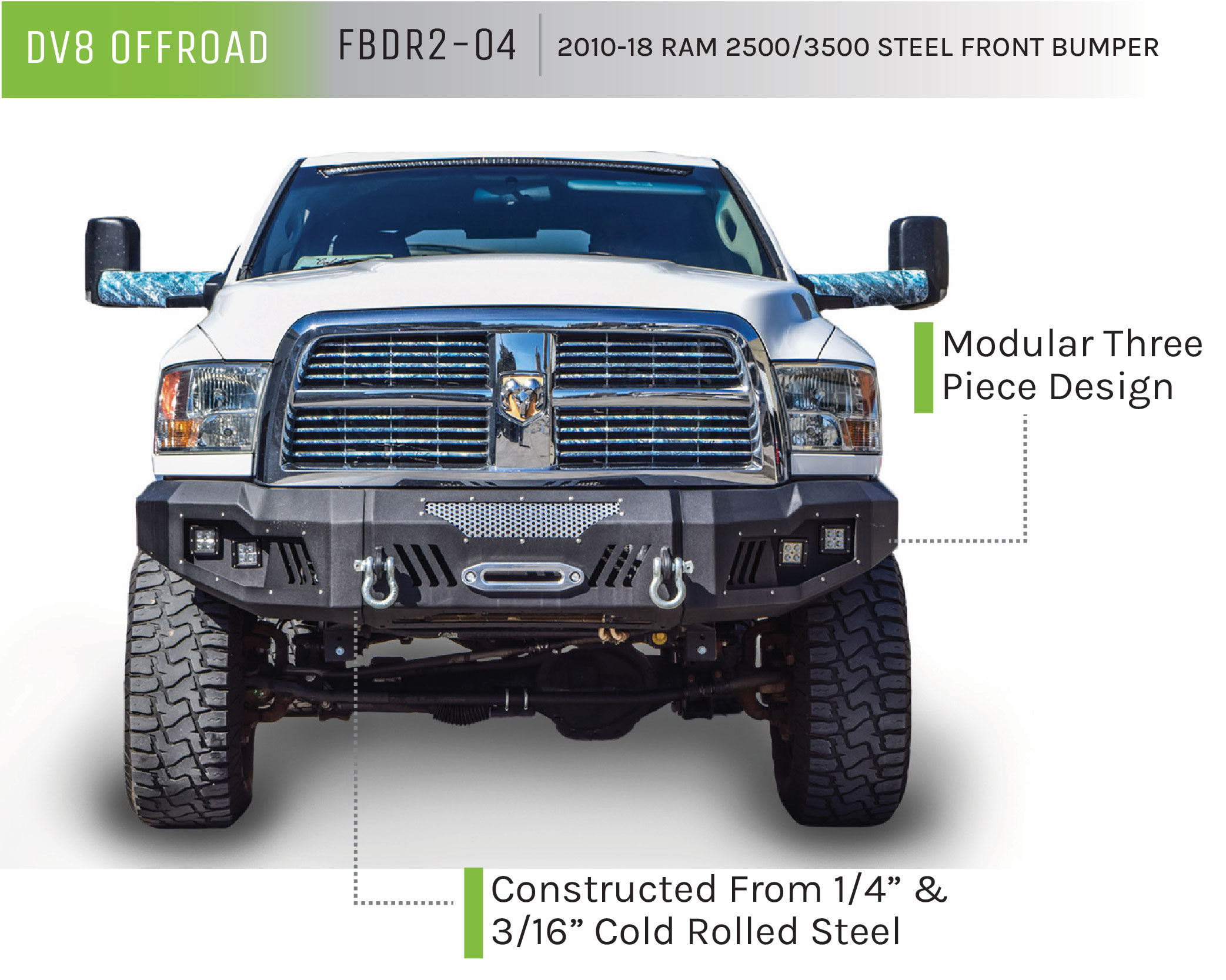 DV8 Offroad Truck Front Full Size Bumper FBDR2-04