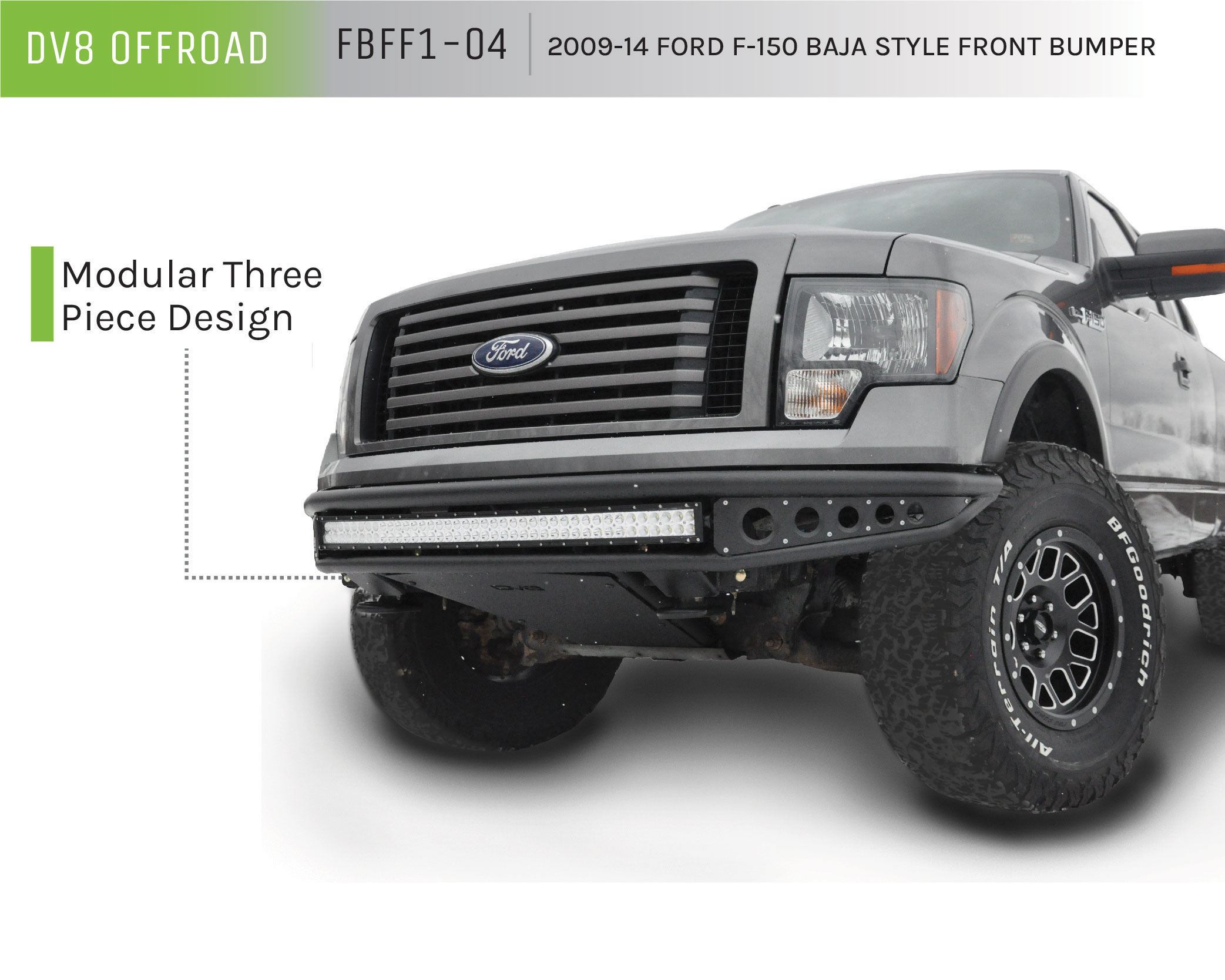DV8 Offroad Truck Front Full Size Bumper; Baja Style FBFF1-04