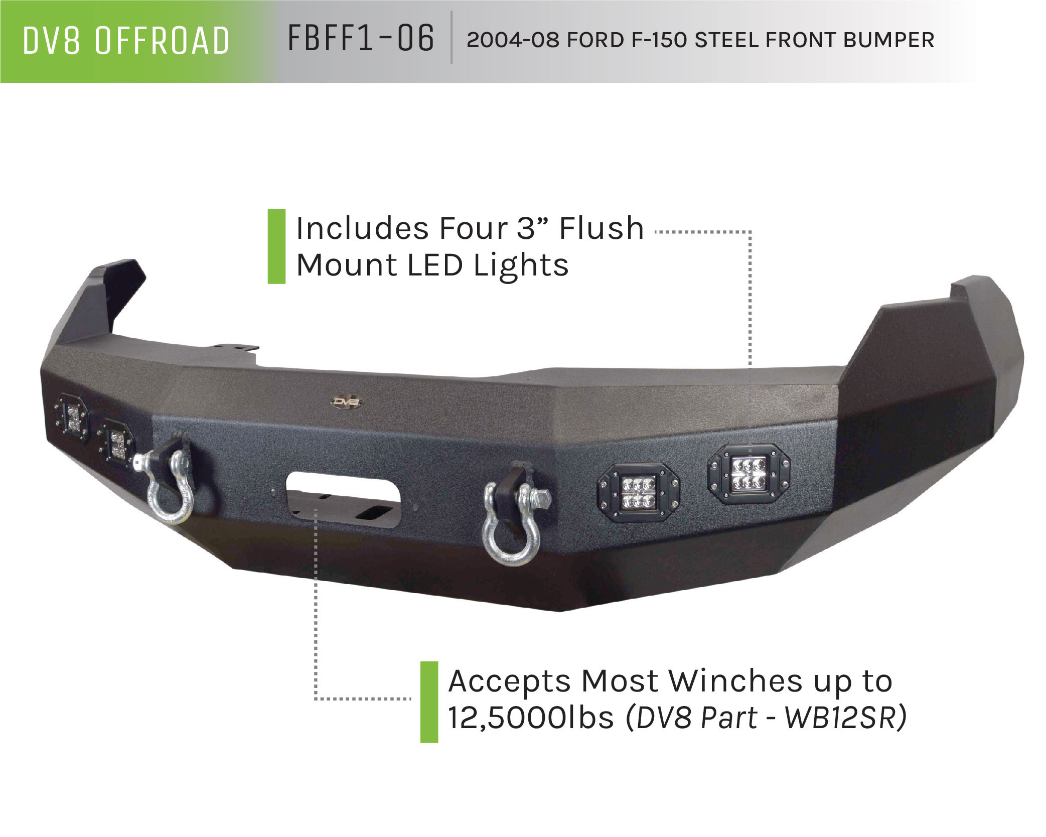 DV8 Offroad Truck Front Full Size Bumper FBFF1-06