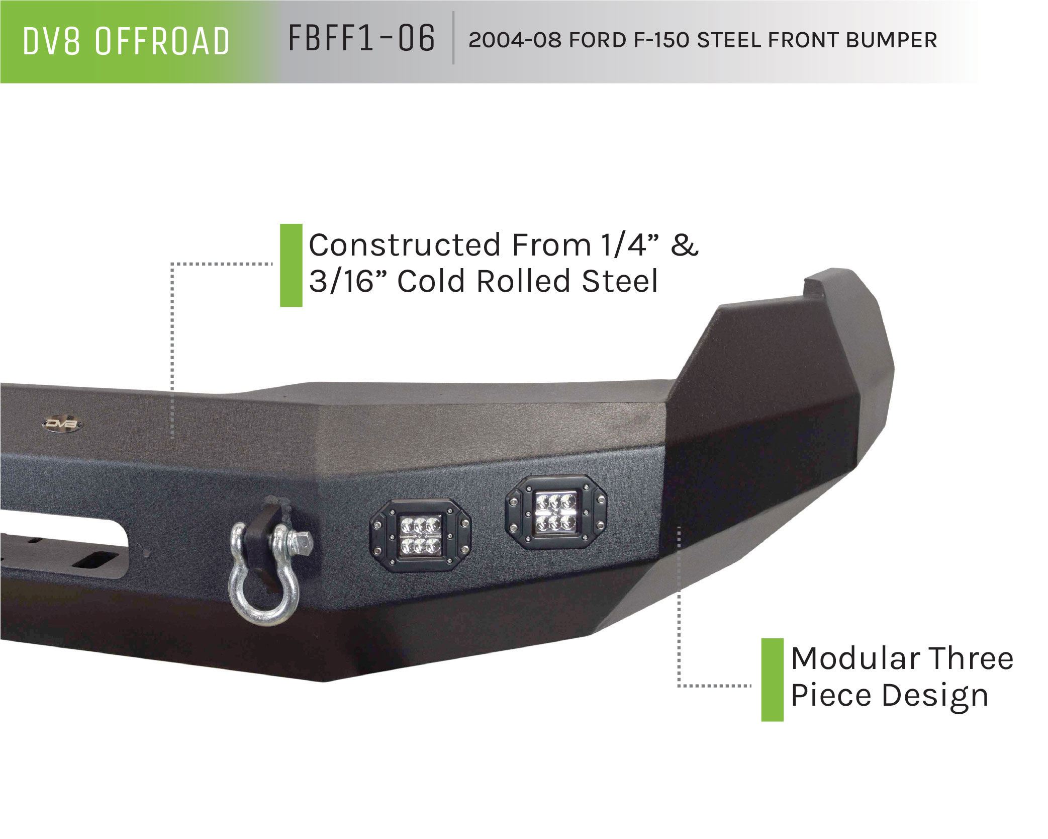 DV8 Offroad Truck Front Full Size Bumper FBFF1-06