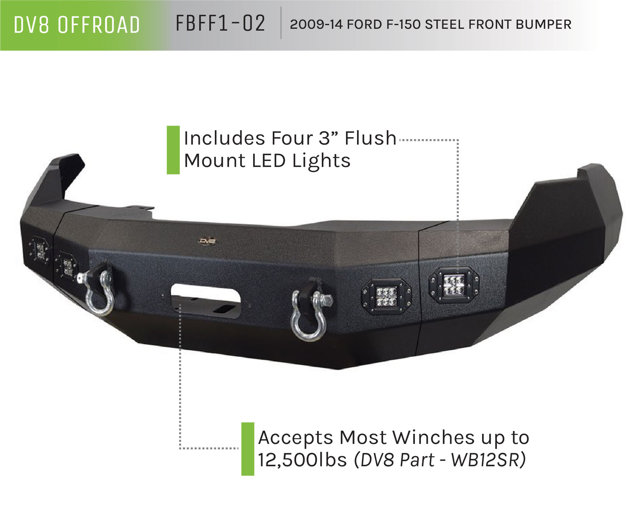 DV8 Offroad Truck Front Full Size Bumper FBFF1-02