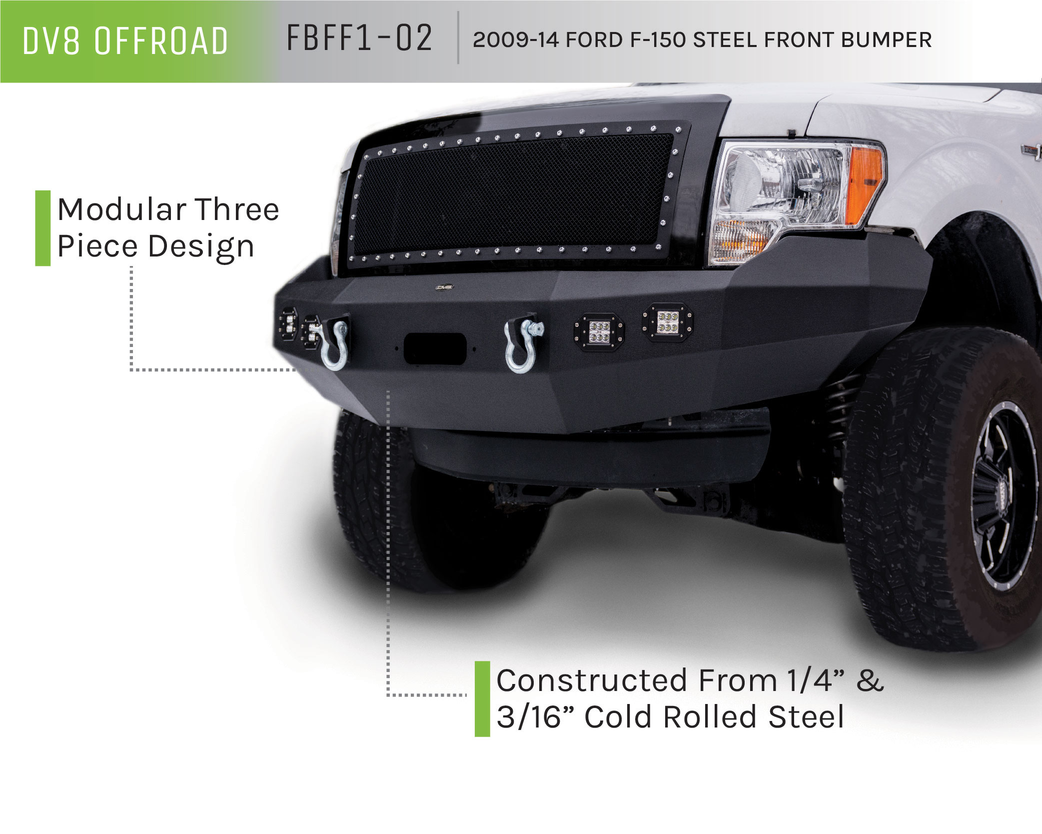 DV8 Offroad Truck Front Full Size Bumper FBFF1-02