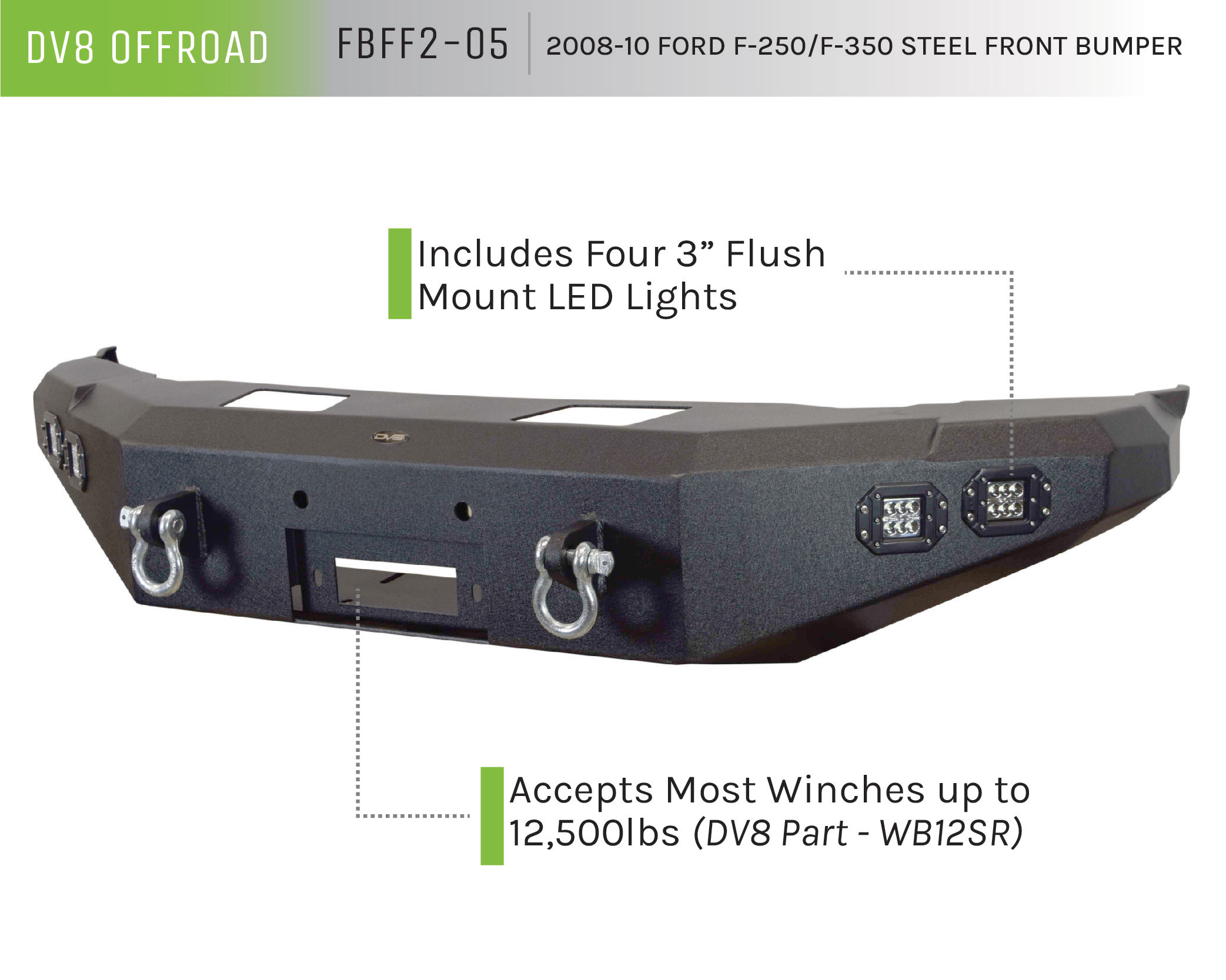 DV8 Offroad Truck Front Full Size Bumper FBFF2-05