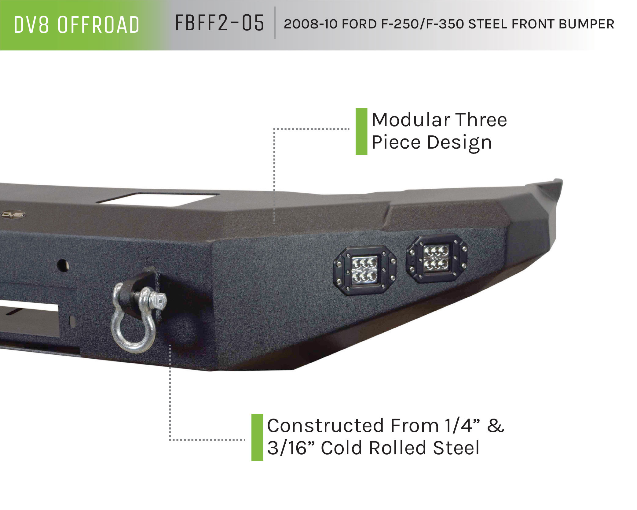 DV8 Offroad Truck Front Full Size Bumper FBFF2-05