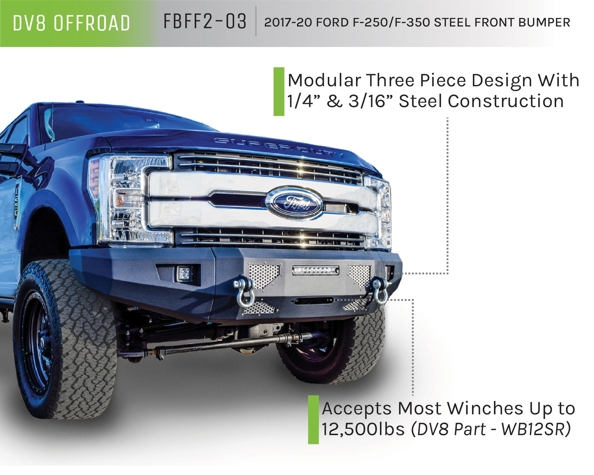 DV8 Offroad Truck Front Full Size Bumper FBFF2-03