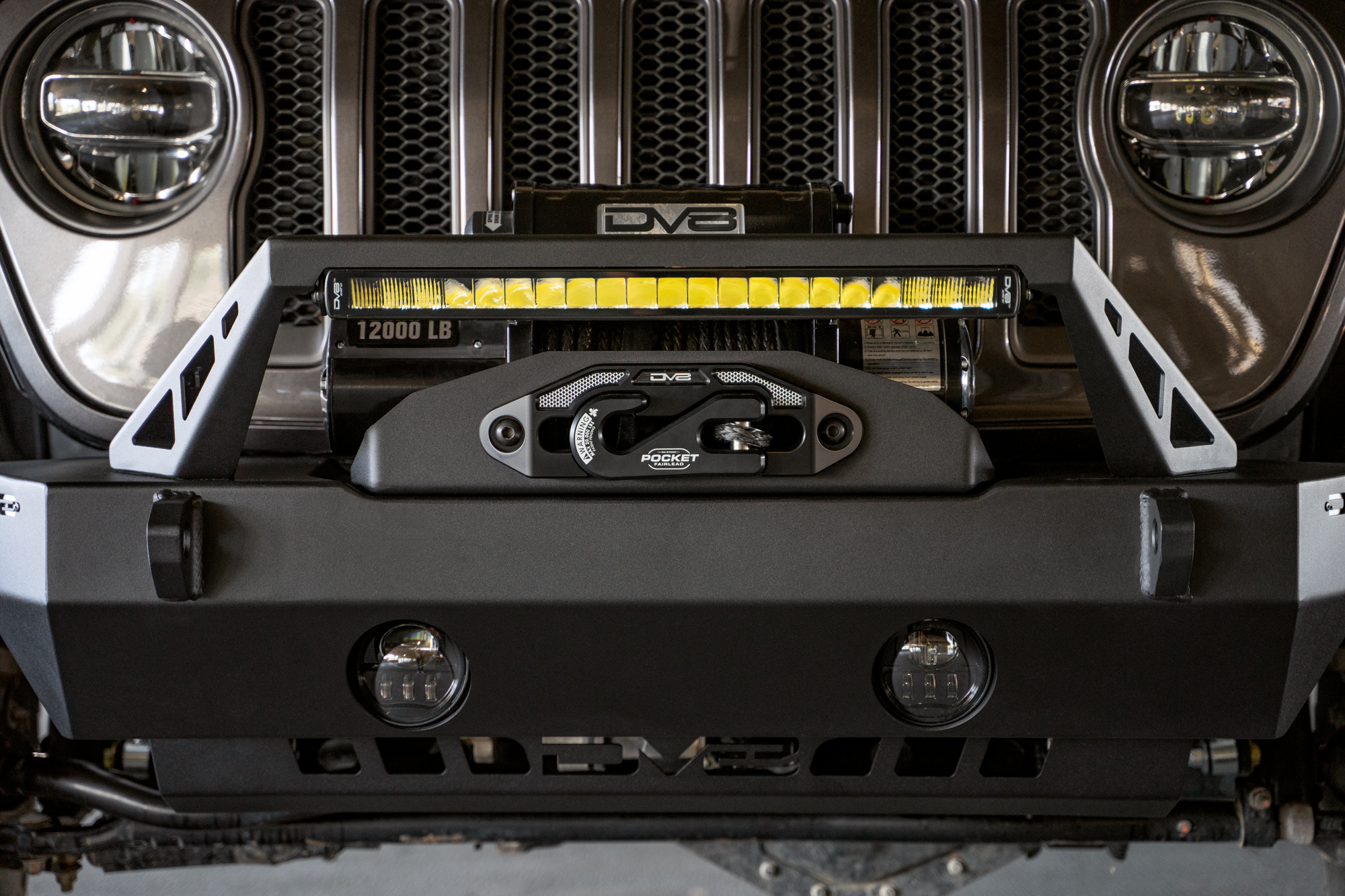 DV8 Offroad FS-25 Stubby Front Bumper with Plated Bull Bar FBJL-06