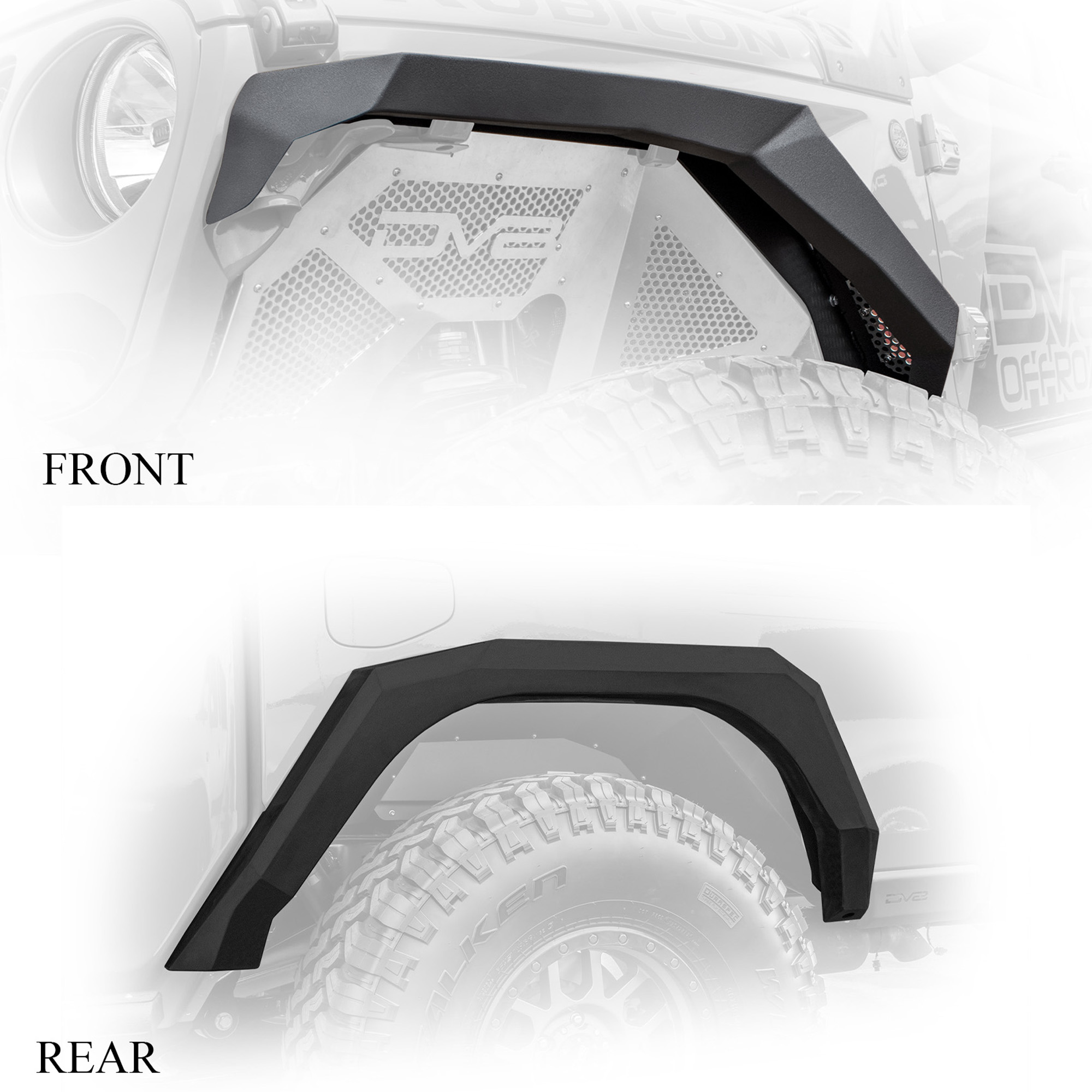 DV8 Offroad Fender Flares; Armor; Front & Rear FDGL-02