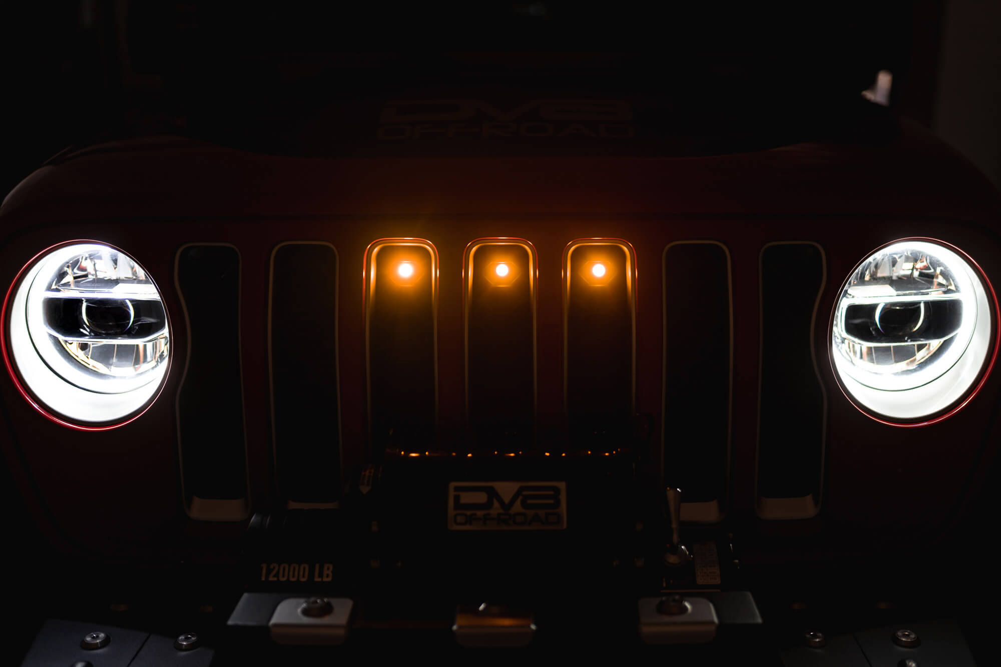 DV8 Offroad GRGL-01 20-22 JEEP GLADIATOR JT FRONT GRILL AMBER ACCENT LIGHTS GRGL-01