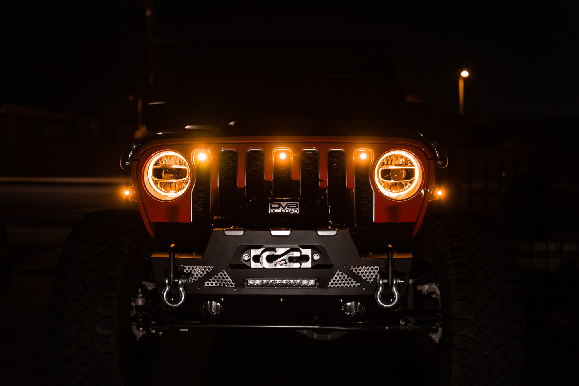 DV8 Offroad GRJL-02 18-22 JEEP WRANGLER JL FRONT GRILL AMBER ACCENT LIGHTS GRJL-02