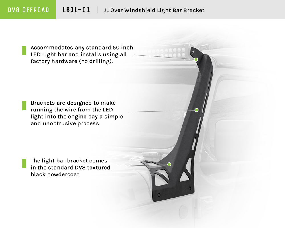 DV8 Offroad Full A-Pillar Light Mount LBJL-01