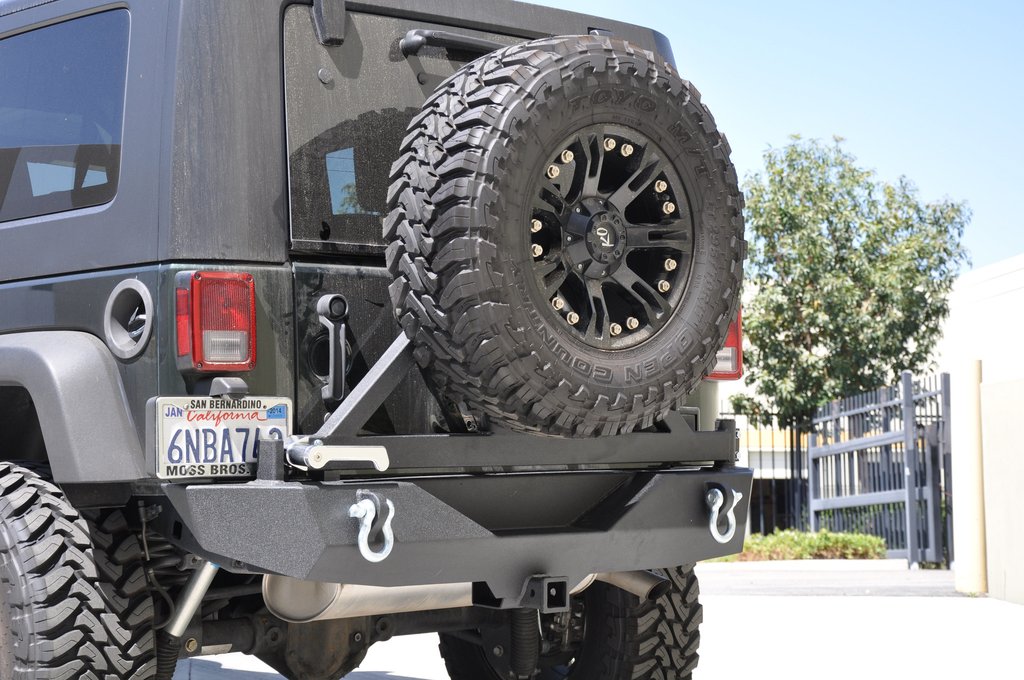 DV8 Offroad Jeep Stubby Rear Bumper; BRG Carrier RBSTTB-01BR