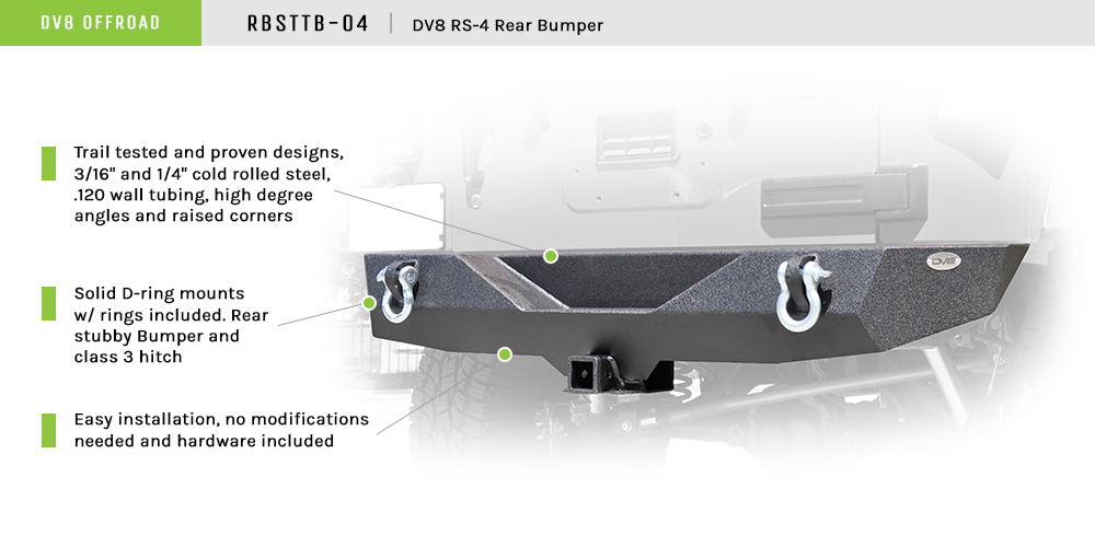 DV8 Offroad Jeep Stubby Rear Bumper RS-4 RBSTTB-04