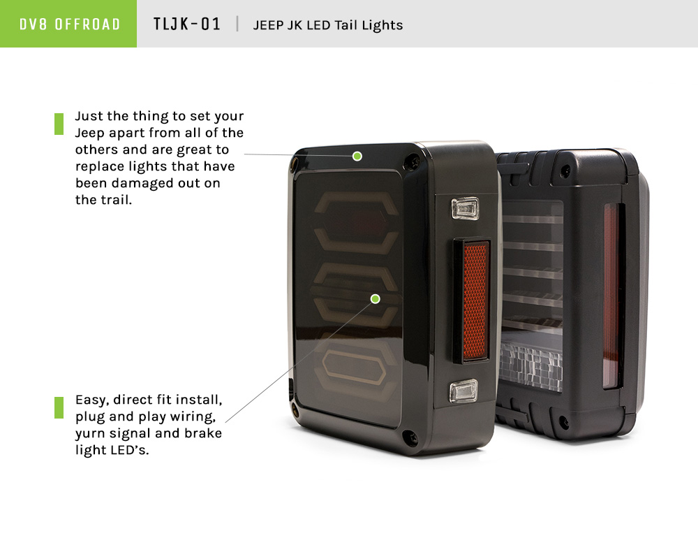 DV8 Offroad LED Tail Light; Horizontal TLJK-01