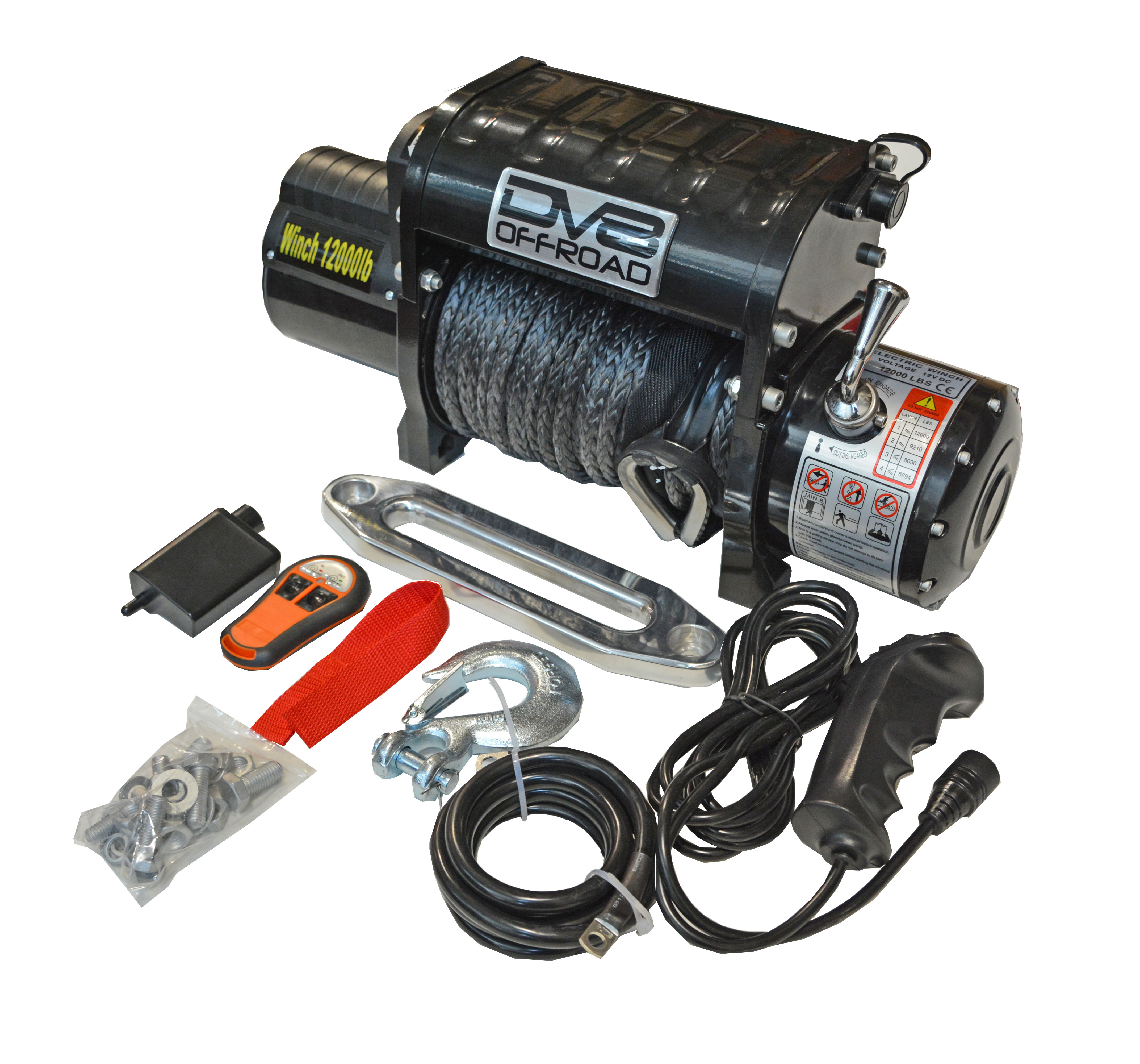 DV8 Offroad 12,000 lbs. Winch with Synthetic Rope WB12SR