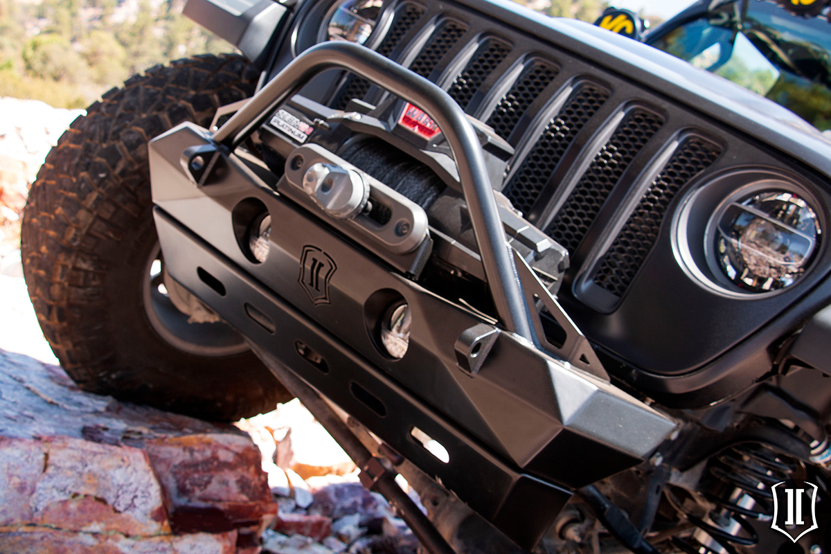 ICON Impact Series Offroad Armor 18-UP JEEP JL / 20-UP JT PRO SERIES FRONT BUMPER W/ BAR & TABS 25164