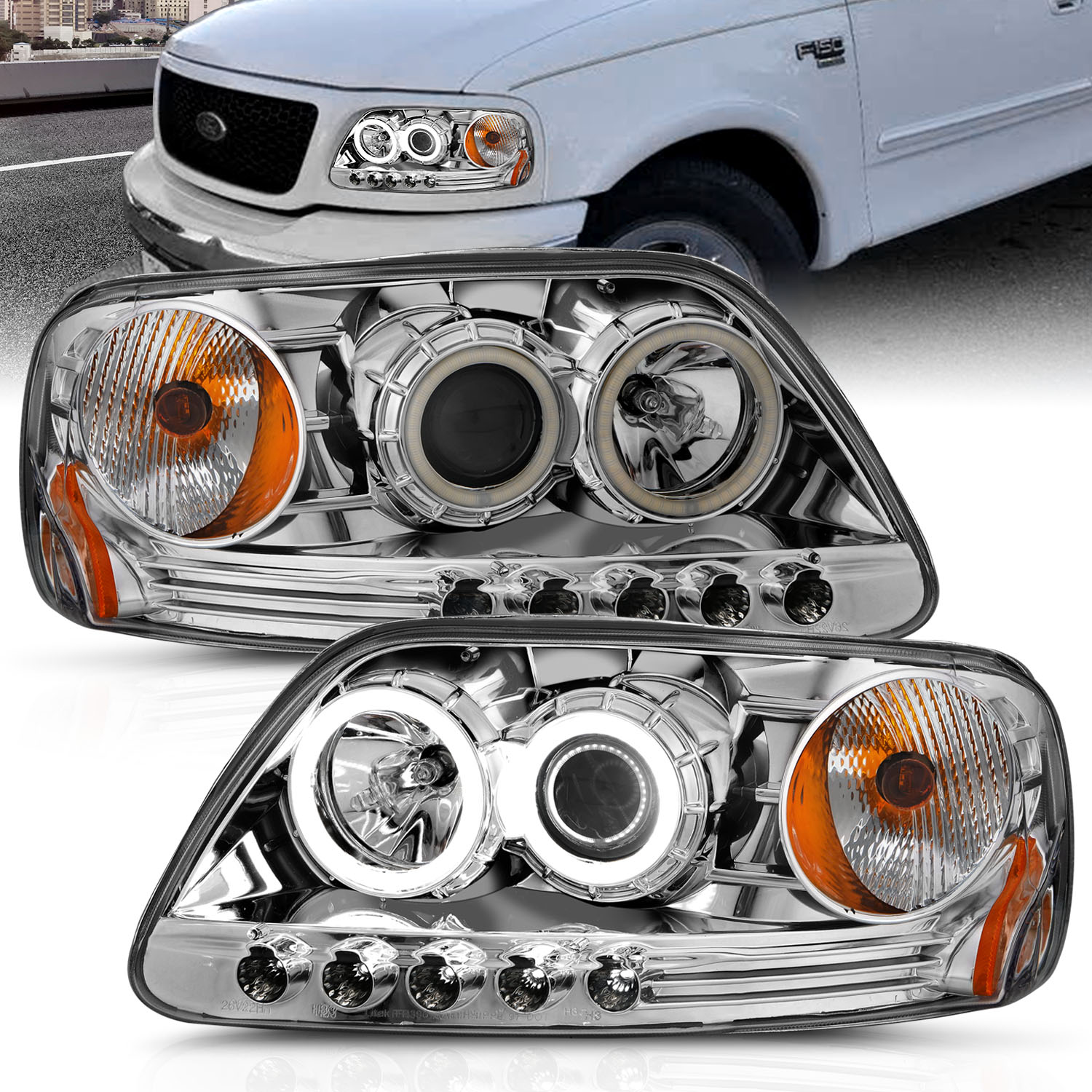 ANZO USA Projector Headlight Set w/Halo 111054