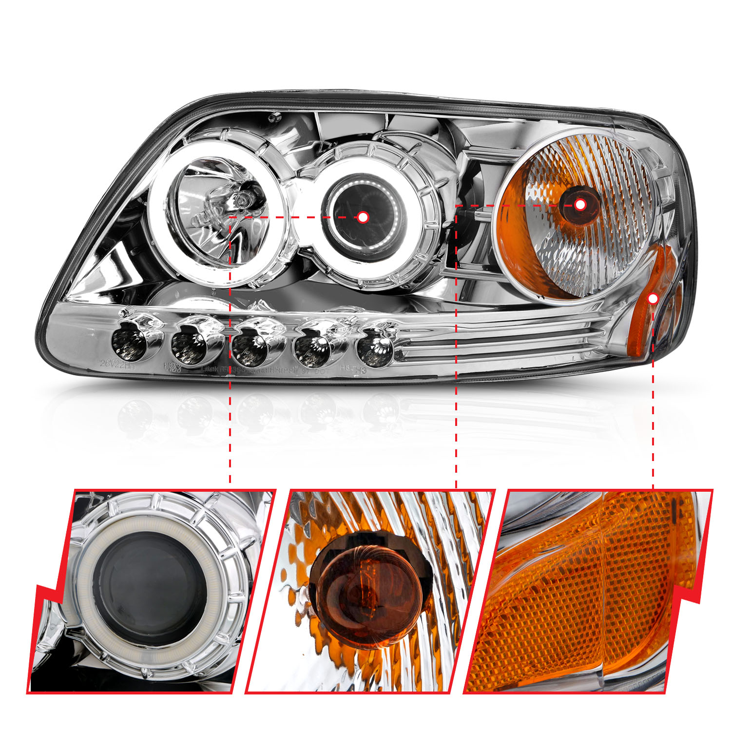 ANZO USA Projector Headlight Set w/Halo 111054