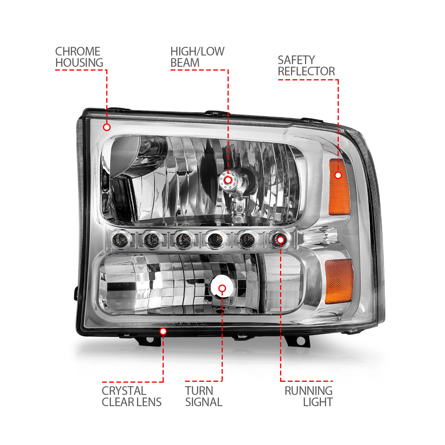 ANZO USA Crystal Headlight Set 111088