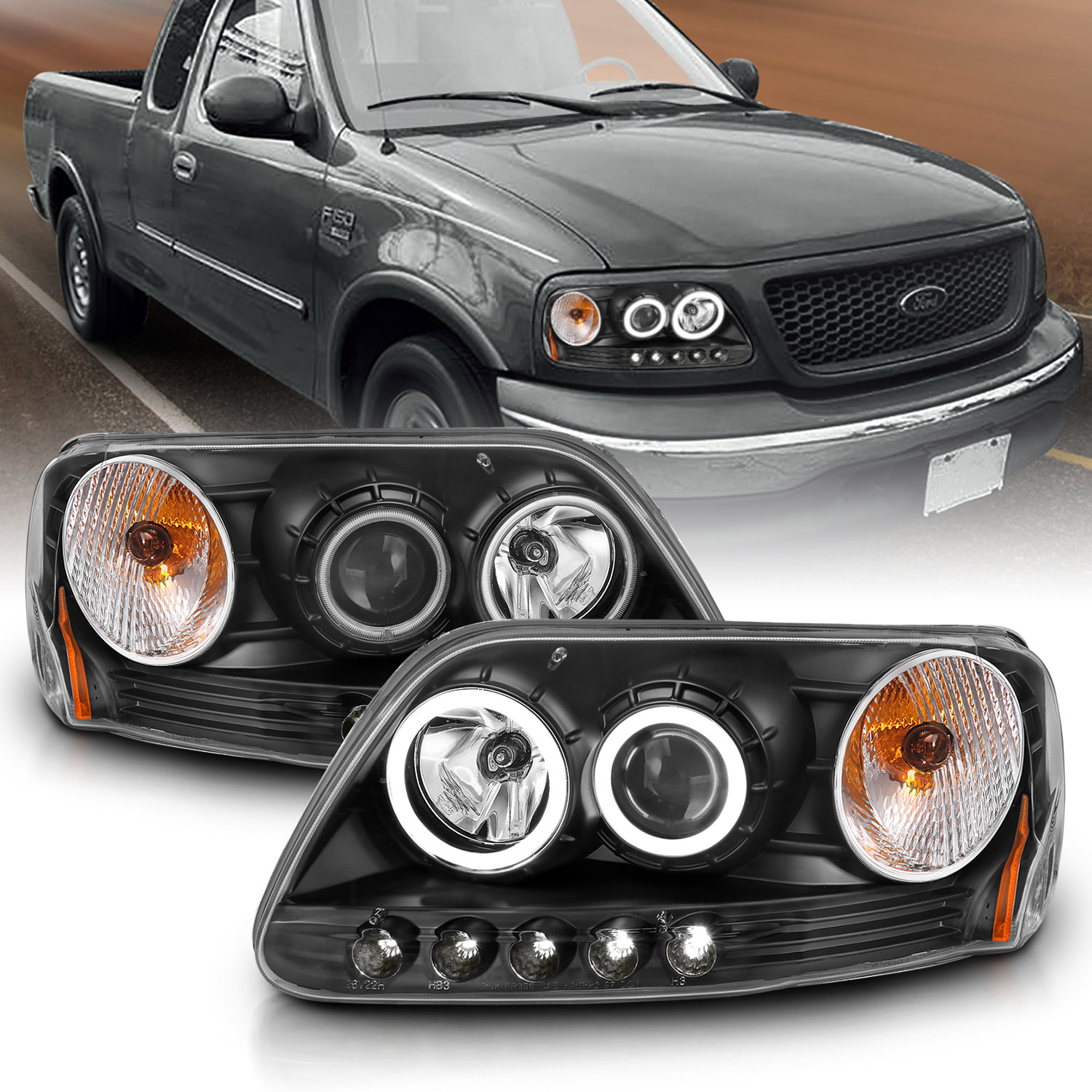 ANZO USA Projector Headlight Set w/Halo 111097