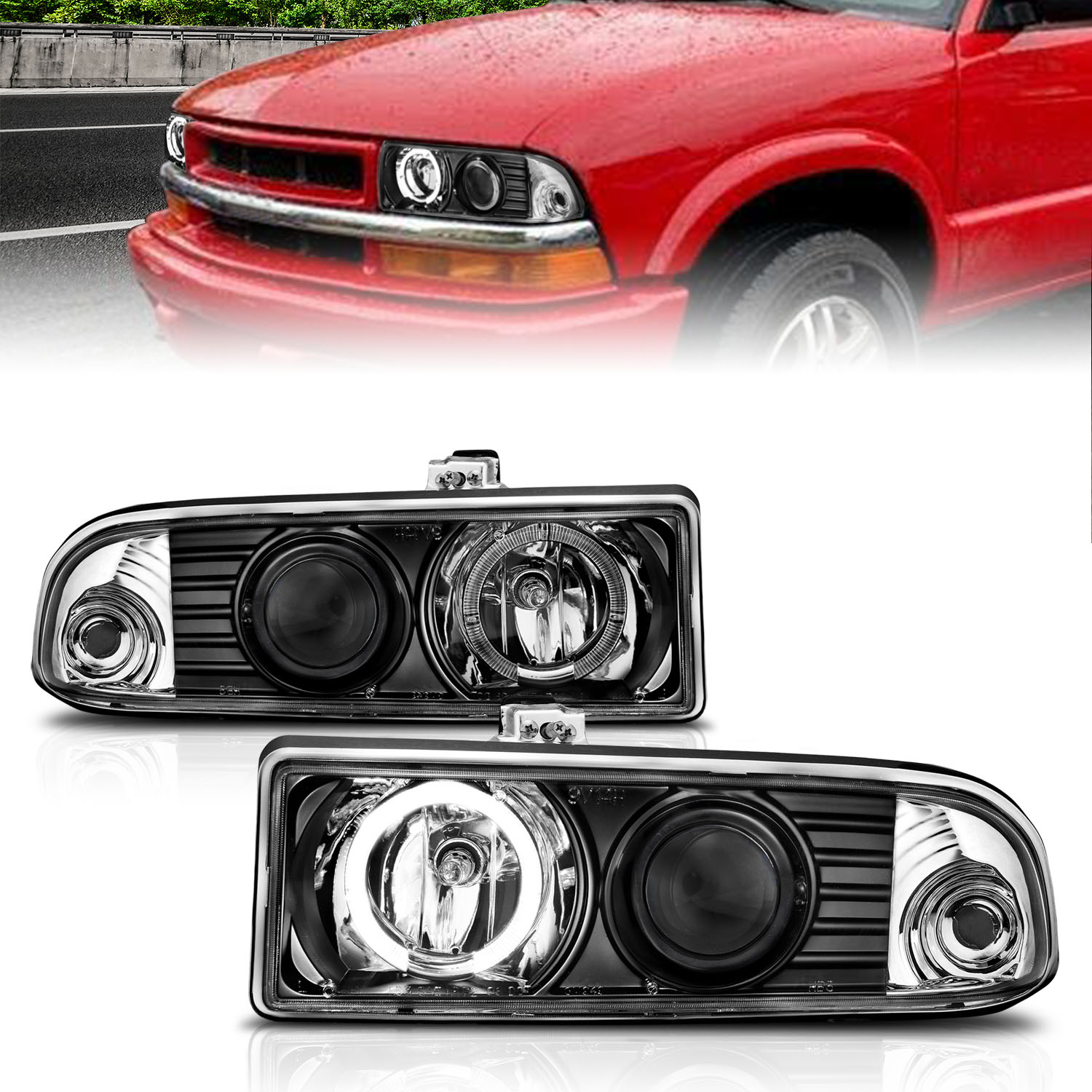 ANZO USA Projector Headlight Set w/Halo 111015