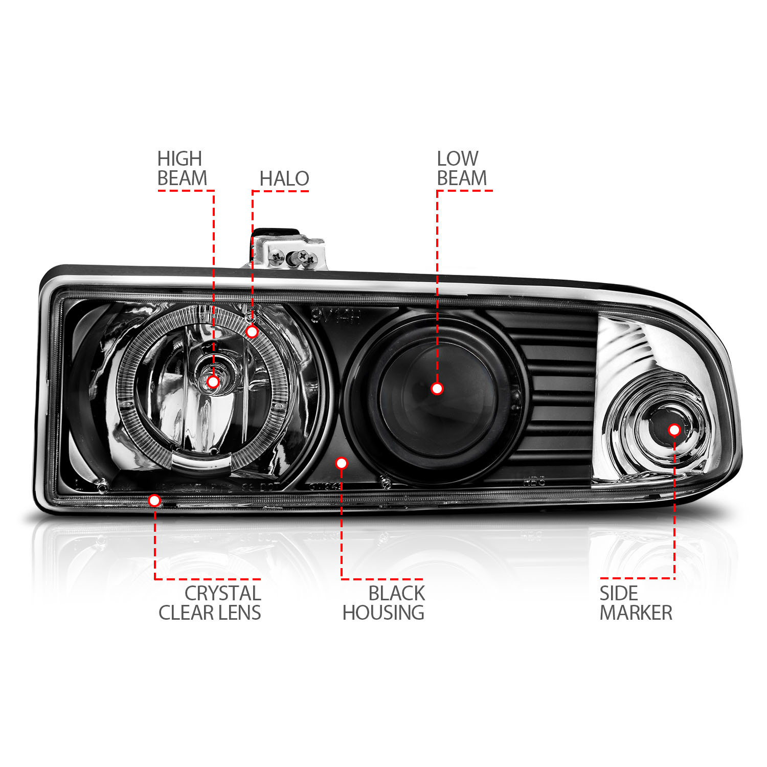 ANZO USA Projector Headlight Set w/Halo 111015