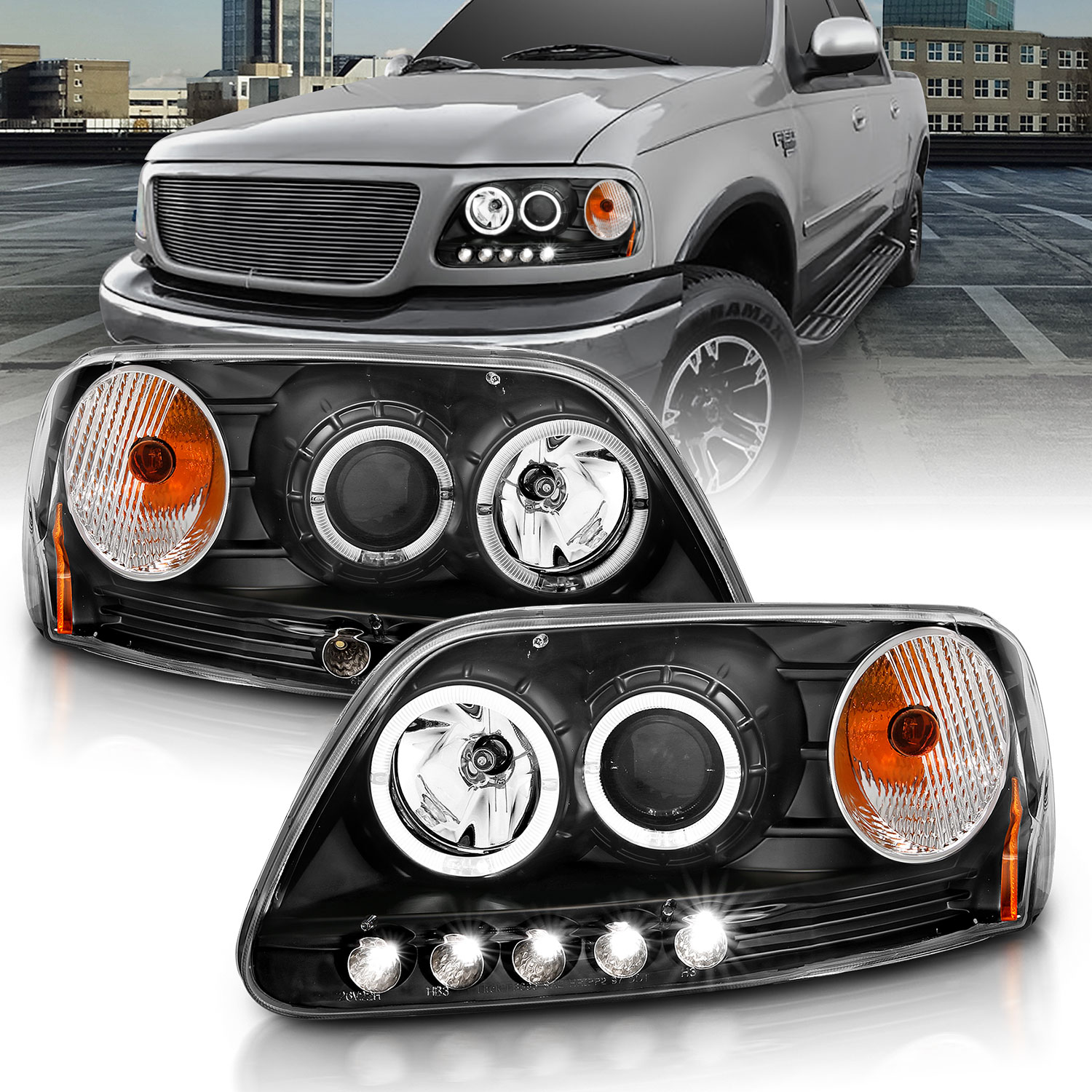 ANZO USA Projector Headlight Set w/Halo 111031