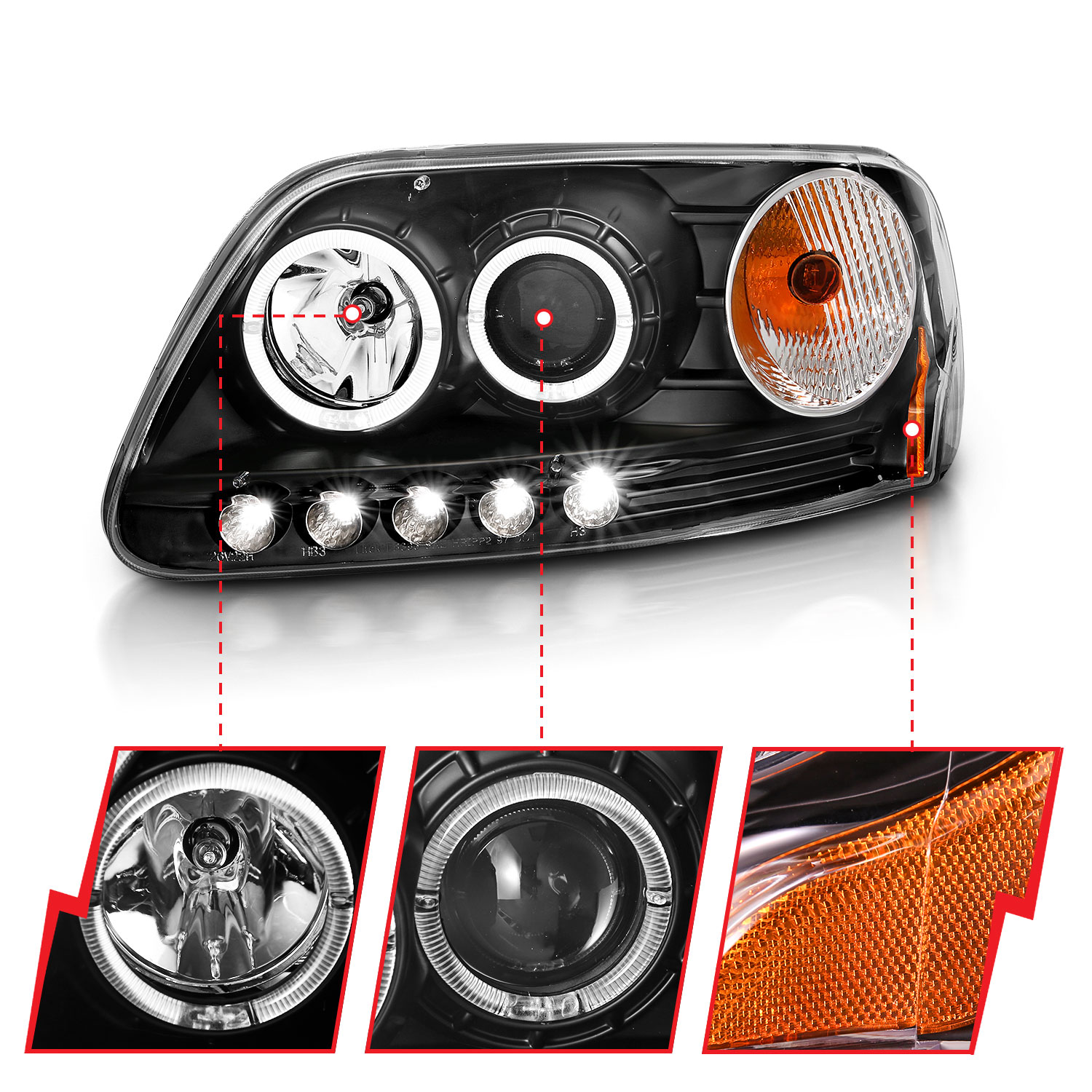 ANZO USA Projector Headlight Set w/Halo 111031
