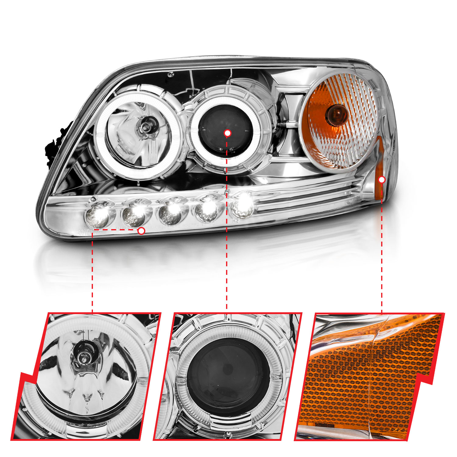 ANZO USA Projector Headlight Set w/Halo 111032