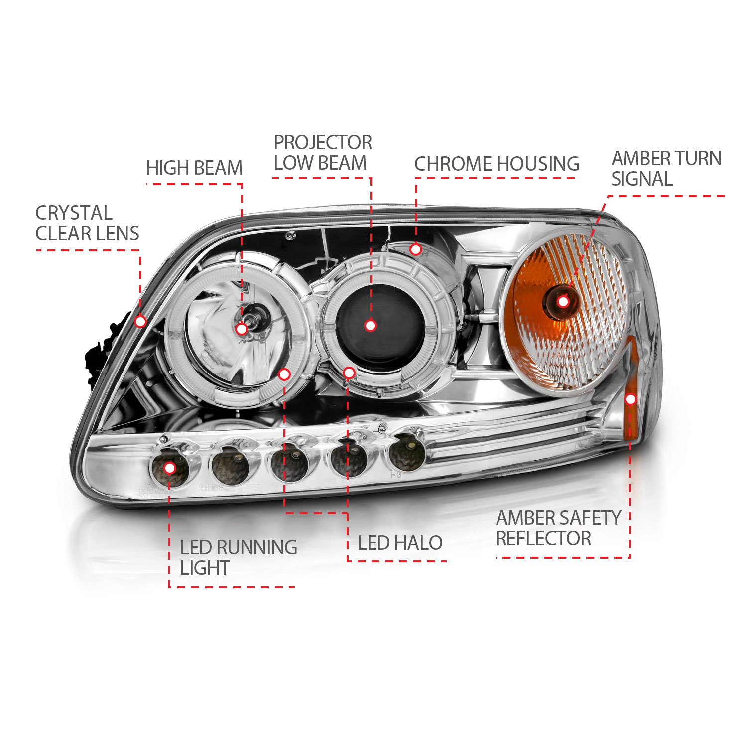 ANZO USA Projector Headlight Set w/Halo 111032