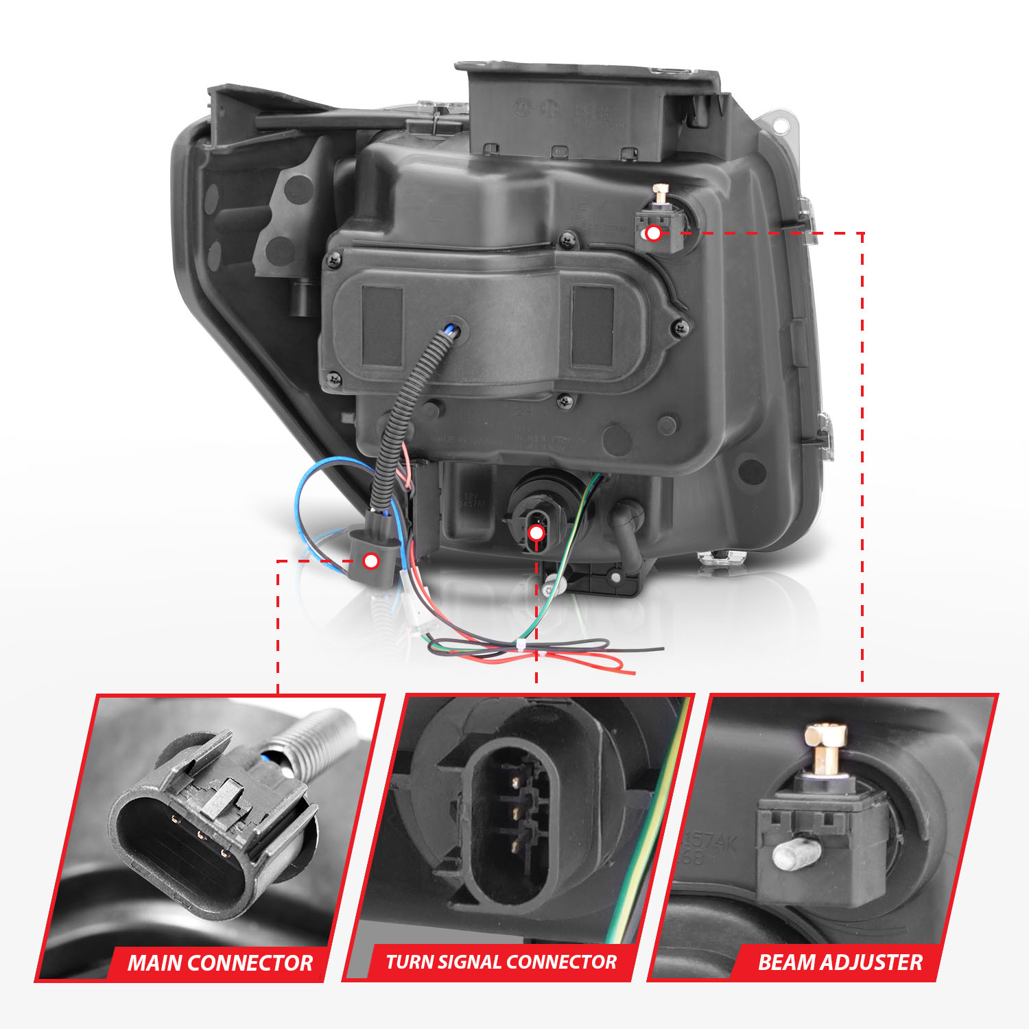 ANZO USA Projector Headlight Set w/Halo 111145