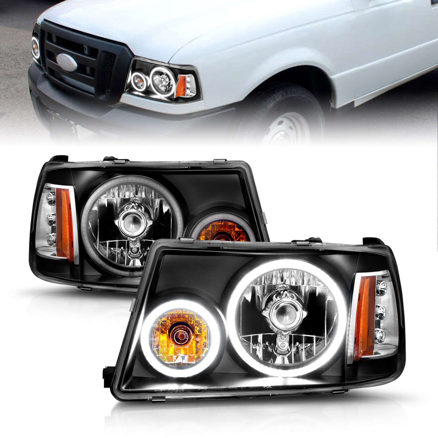 ANZO USA Crystal Headlight Set w/Halo 111152