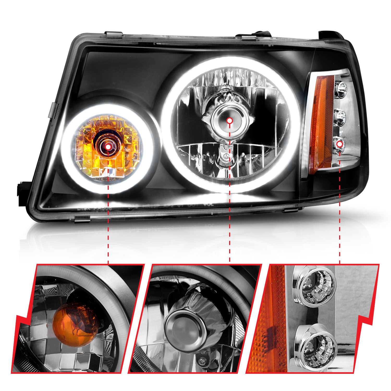 ANZO USA Crystal Headlight Set w/Halo 111152