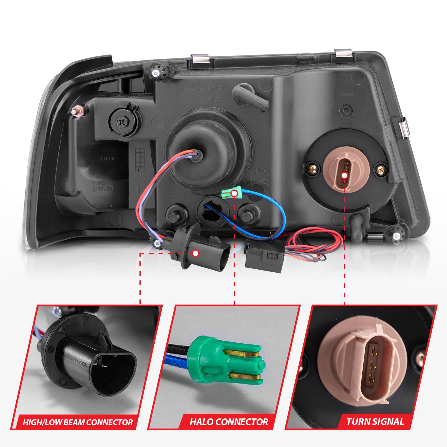 ANZO USA Crystal Headlight Set w/Halo 111152