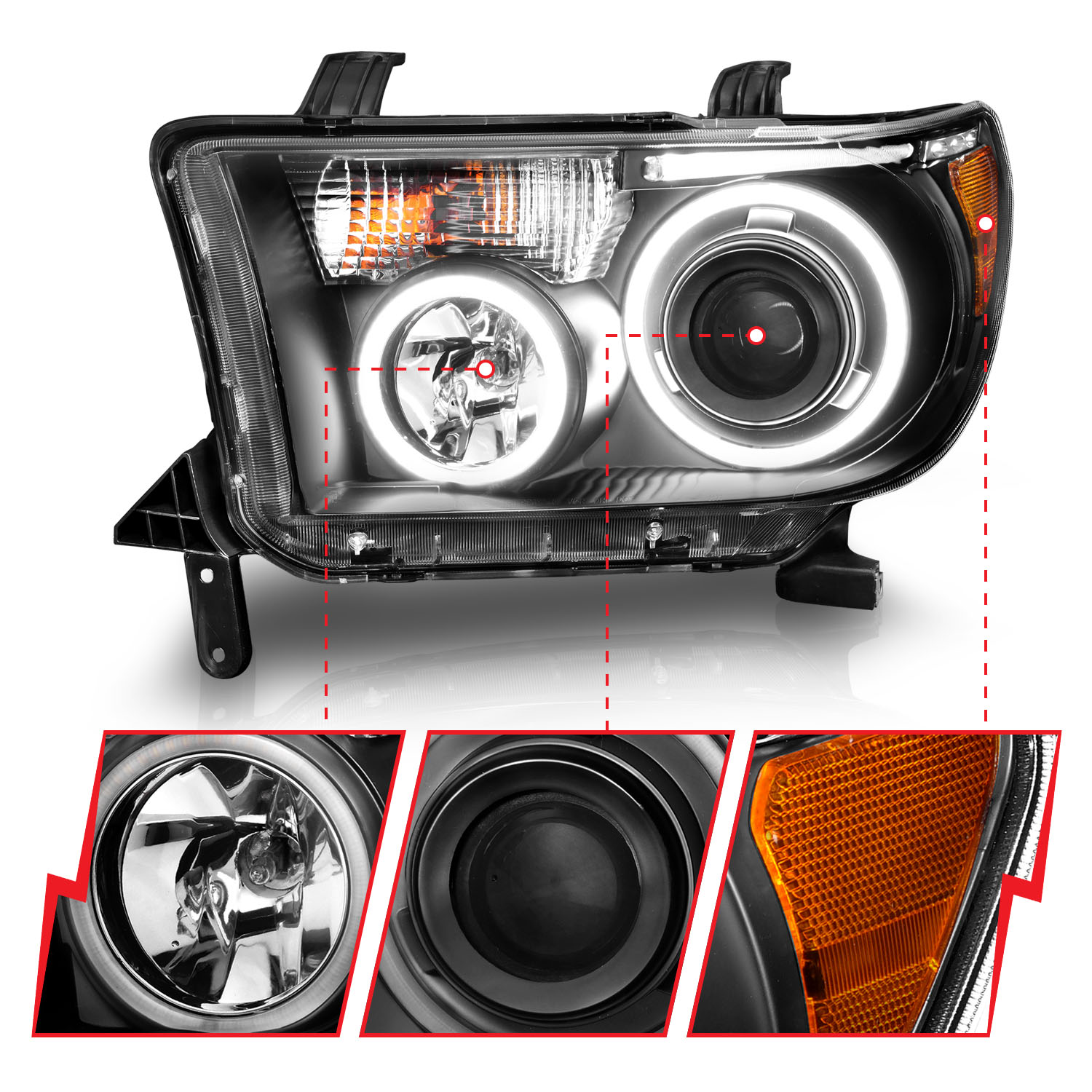 ANZO USA Projector Headlight Set w/Halo 111174