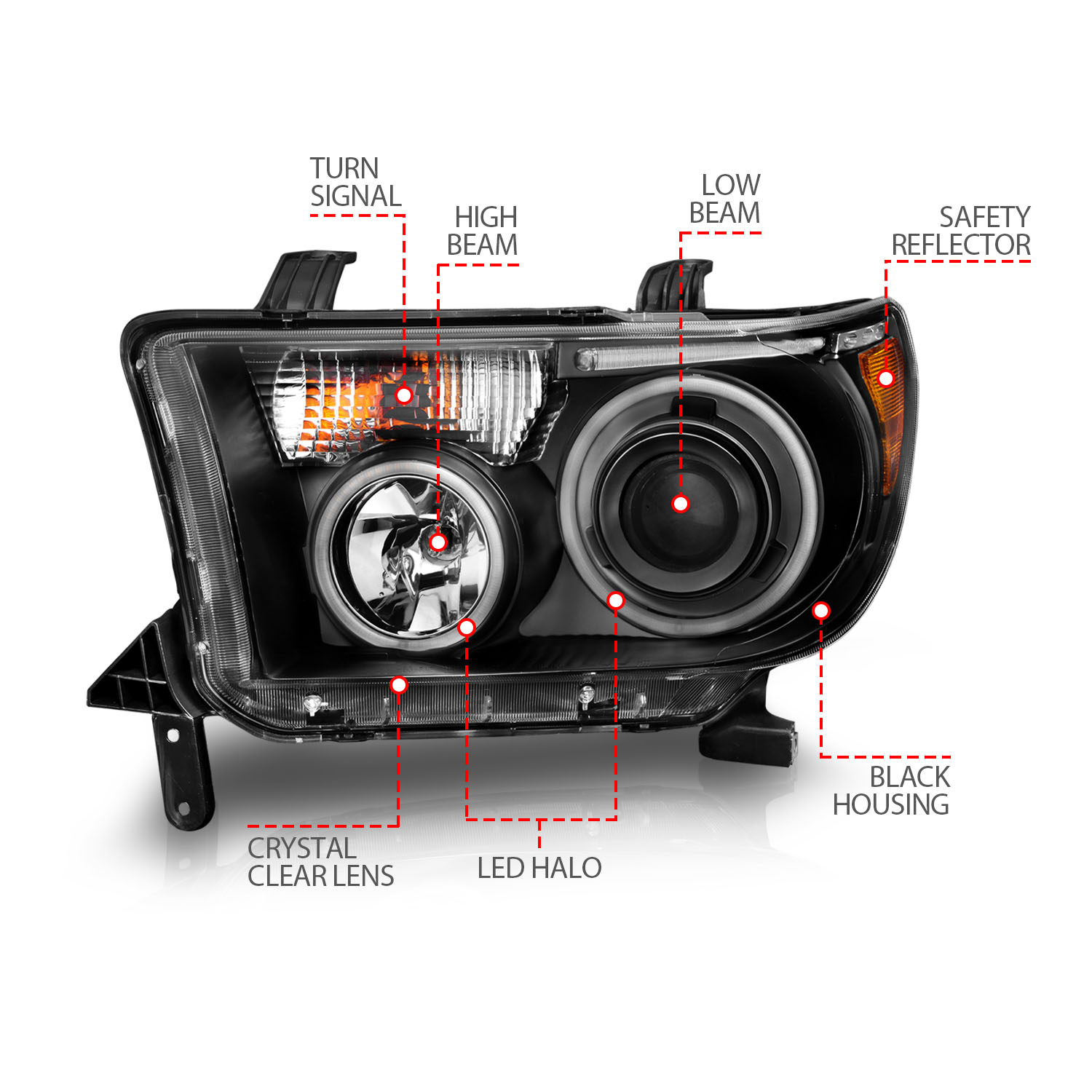 ANZO USA Projector Headlight Set w/Halo 111174