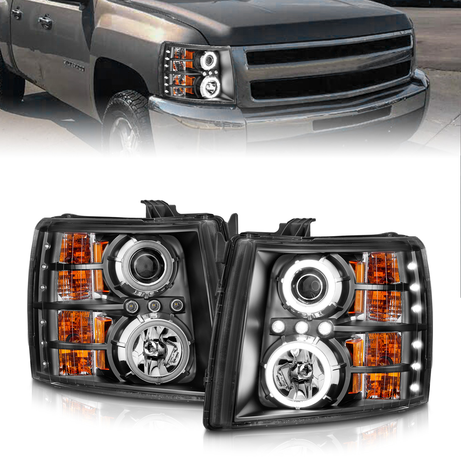 ANZO USA Projector Headlight Set w/Halo 111107