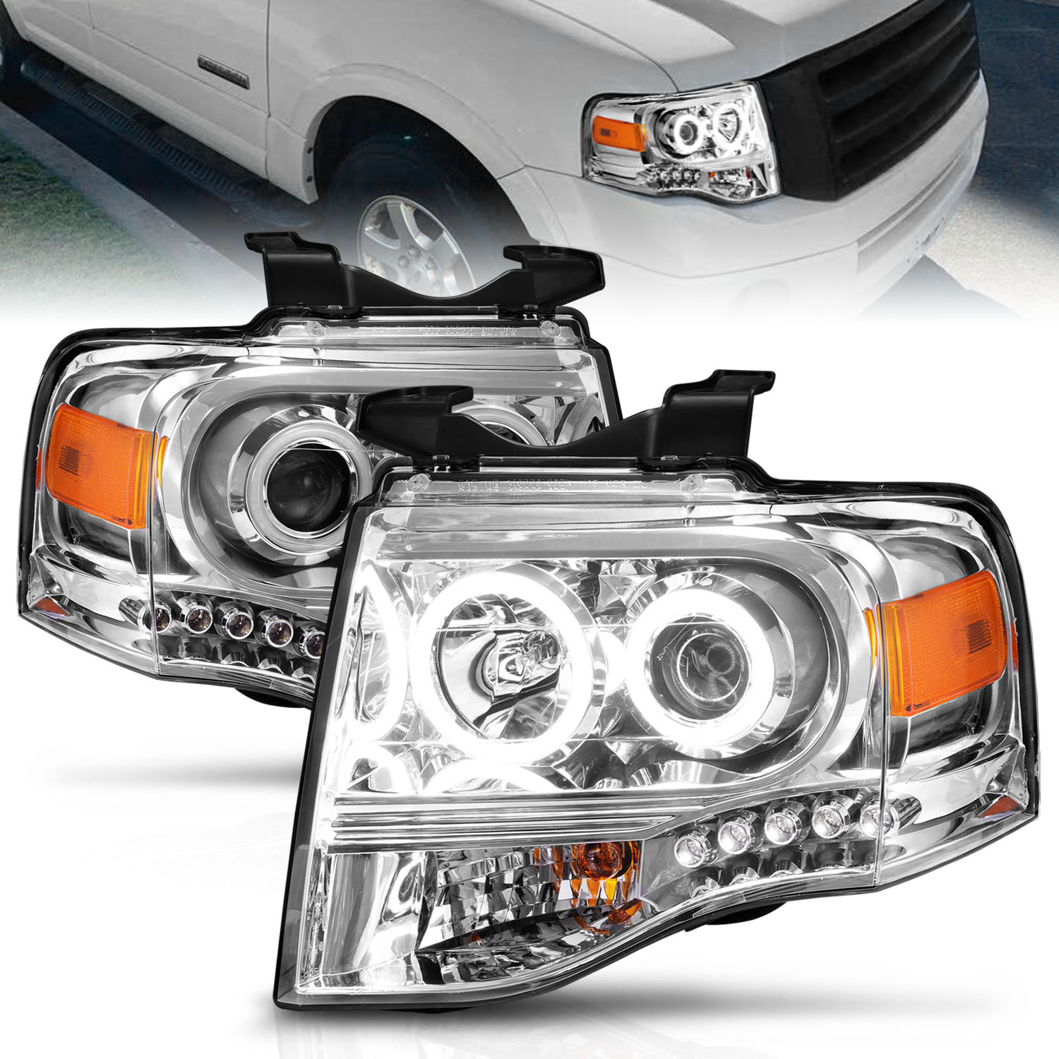 ANZO USA Projector Headlight Set w/Halo 111114