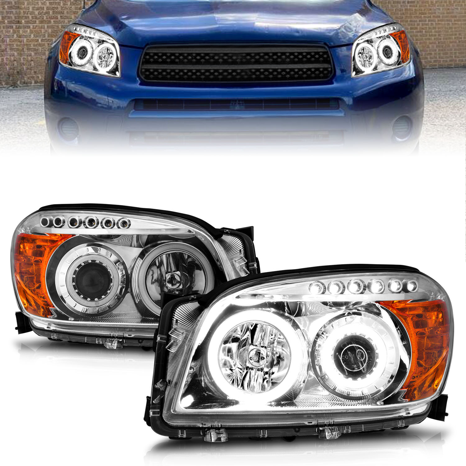 ANZO USA Projector Headlight Set w/Halo 111121
