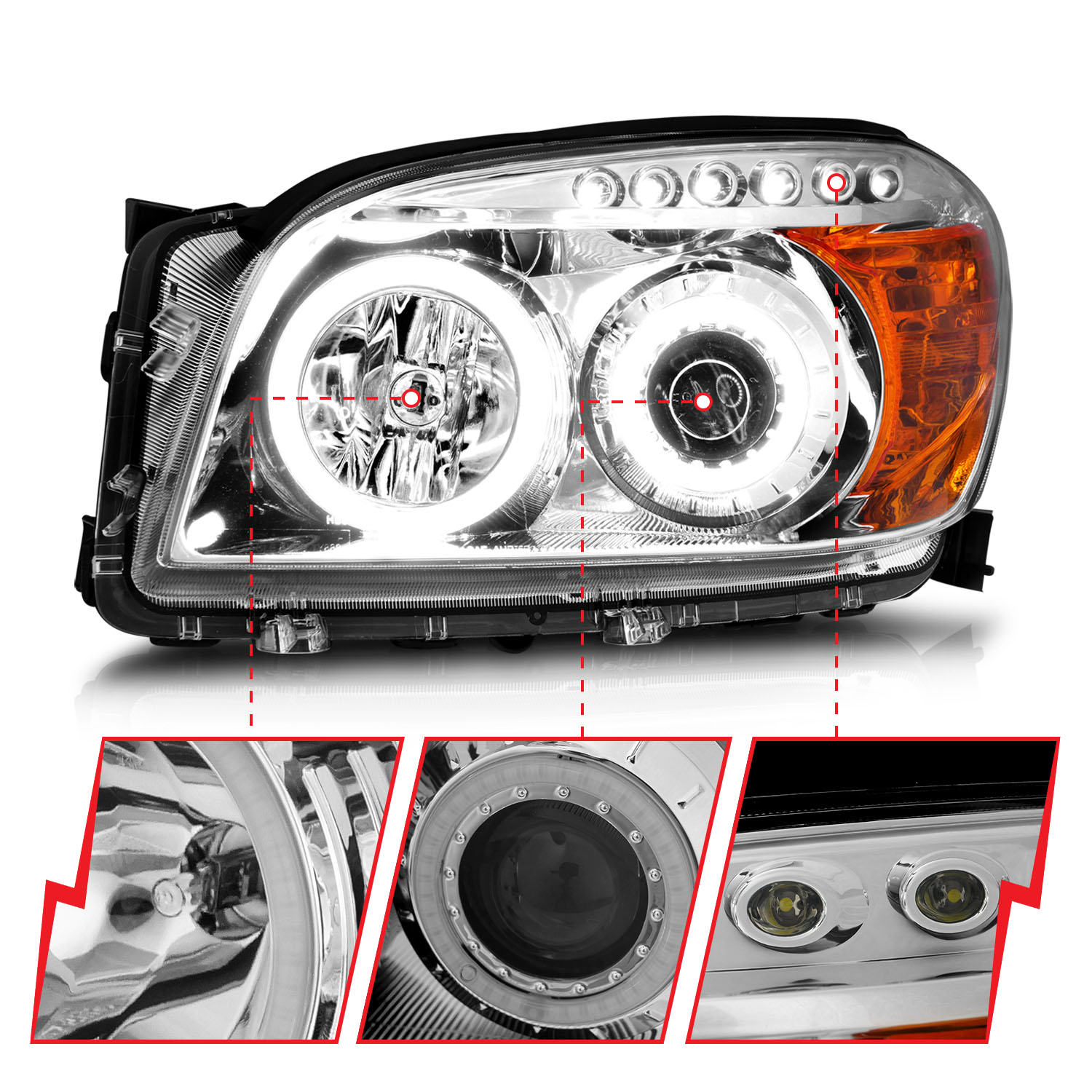 ANZO USA Projector Headlight Set w/Halo 111121