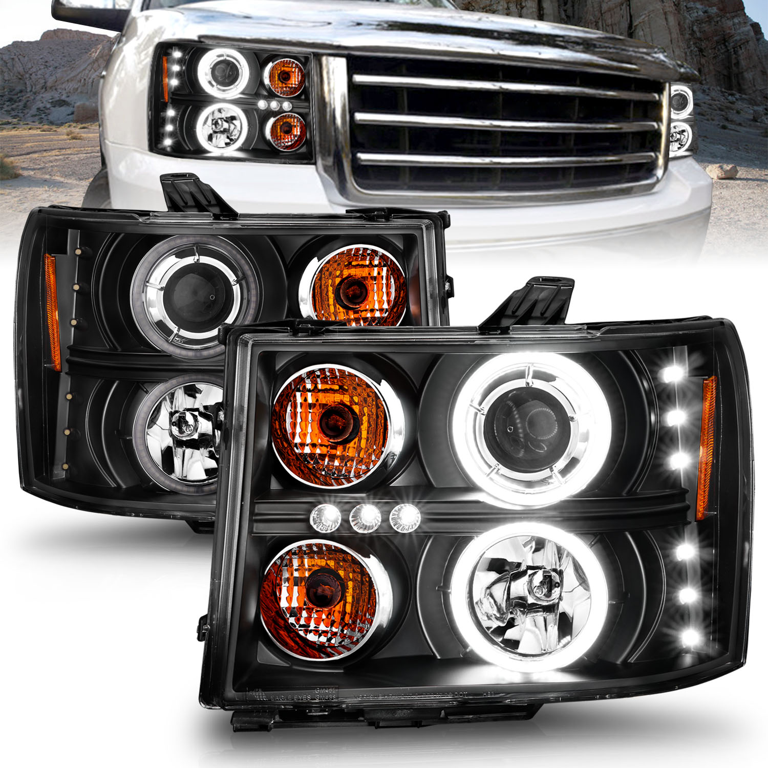 ANZO USA Projector Headlight Set w/Halo 111125