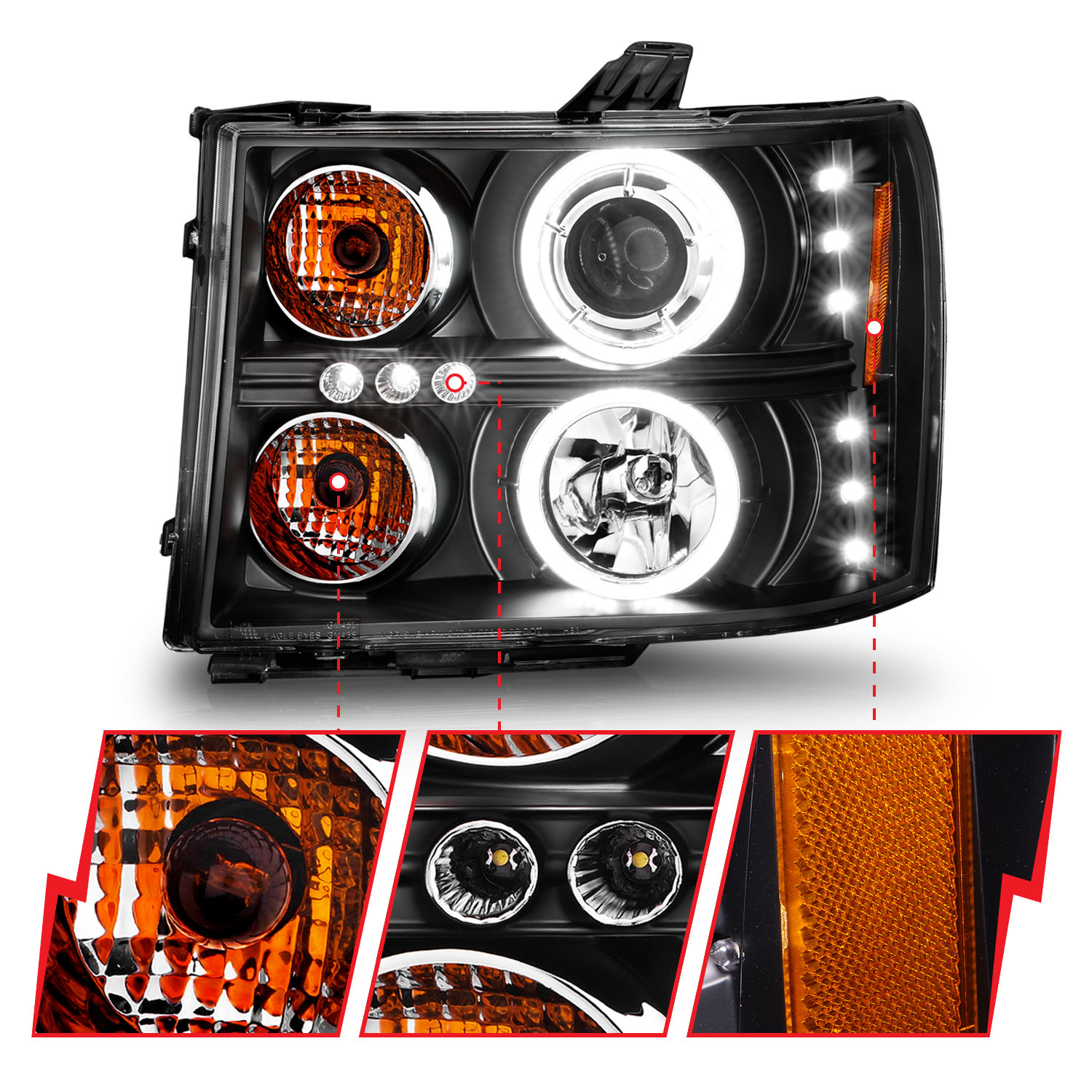 ANZO USA Projector Headlight Set w/Halo 111125