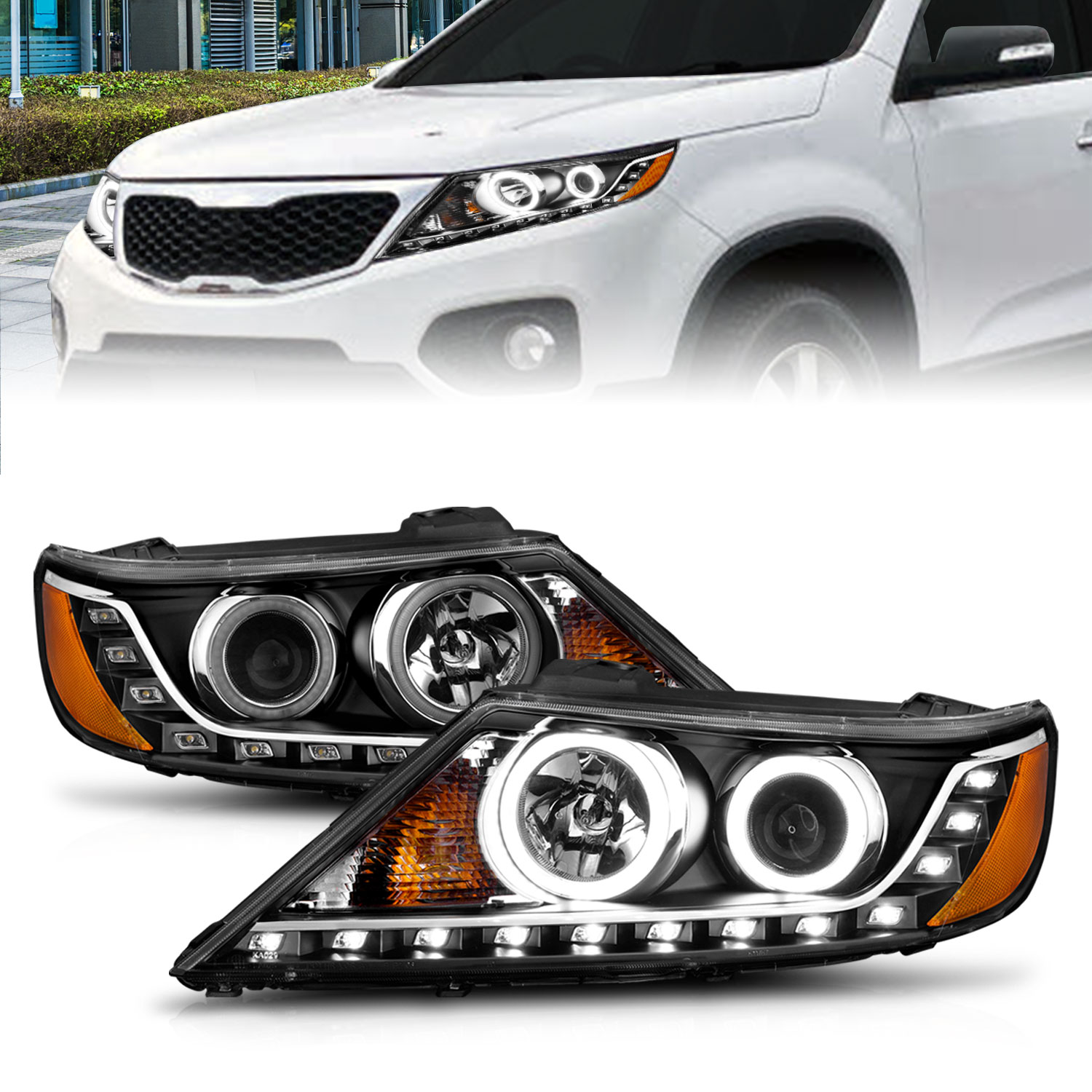 ANZO USA Projector Headlight Set w/Halo 111248